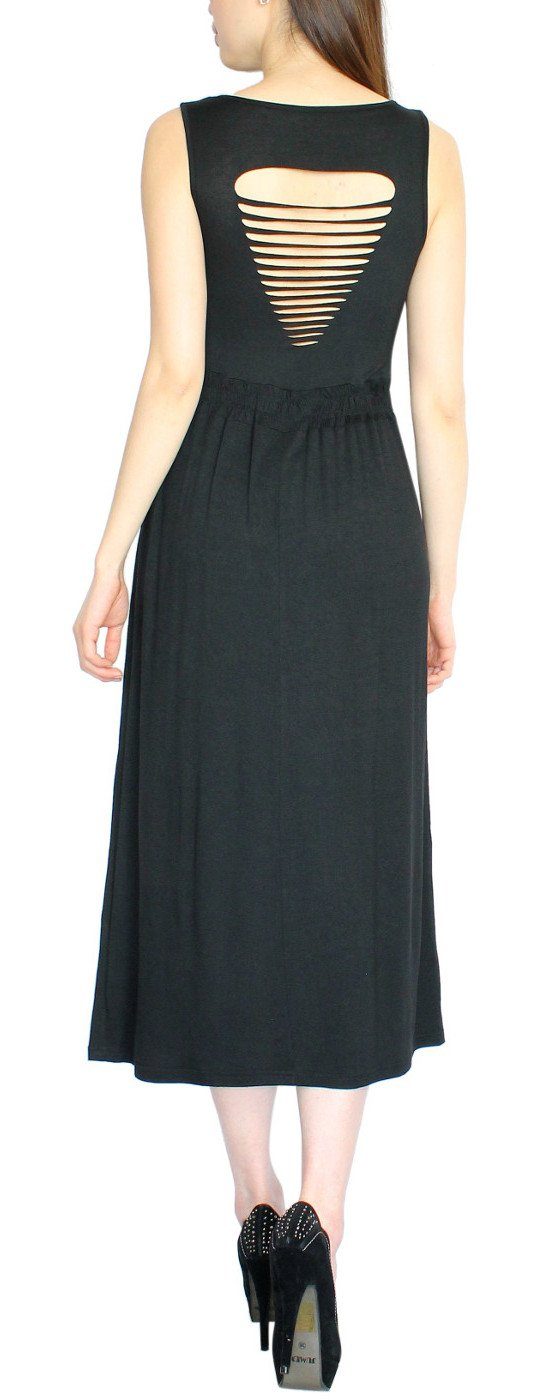 Jerseykleid Damen Maxikleid Jersey Kleid im Cut-Out Look am Rücken Sommerkleid