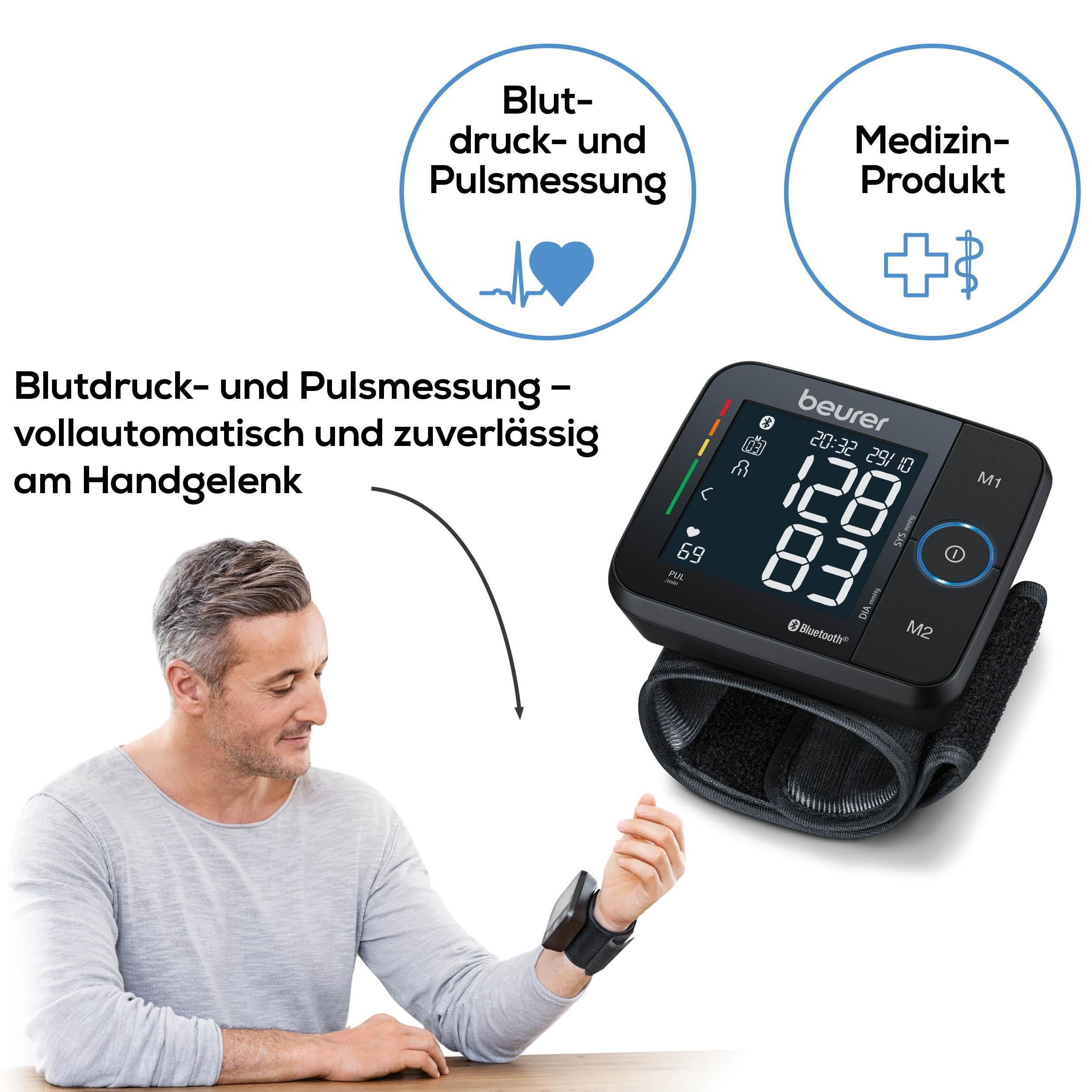 BEURER Handgelenk-Blutdruckmessgerät BC 54 mit farbigem Risikoindikator und Arrhythmie-Erkennung, Inkl. Aufbewahrungsbox und Blutdruckpass zur Dokumentation der – Bild 3 von 5