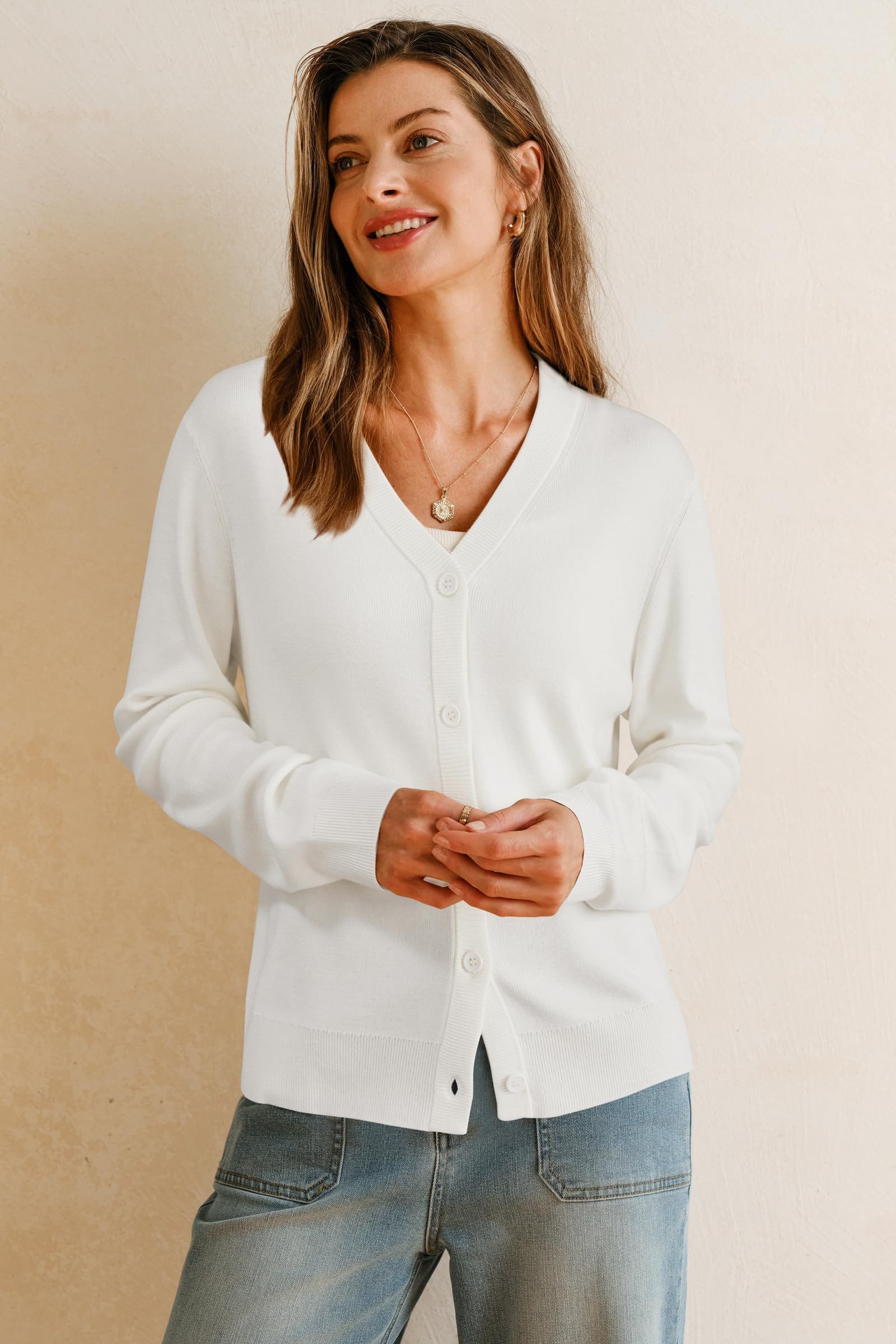 Arach&Cloz Strickjacke Damen Langarm Solid Strickjacken Leichter Cardigan m günstig online kaufen