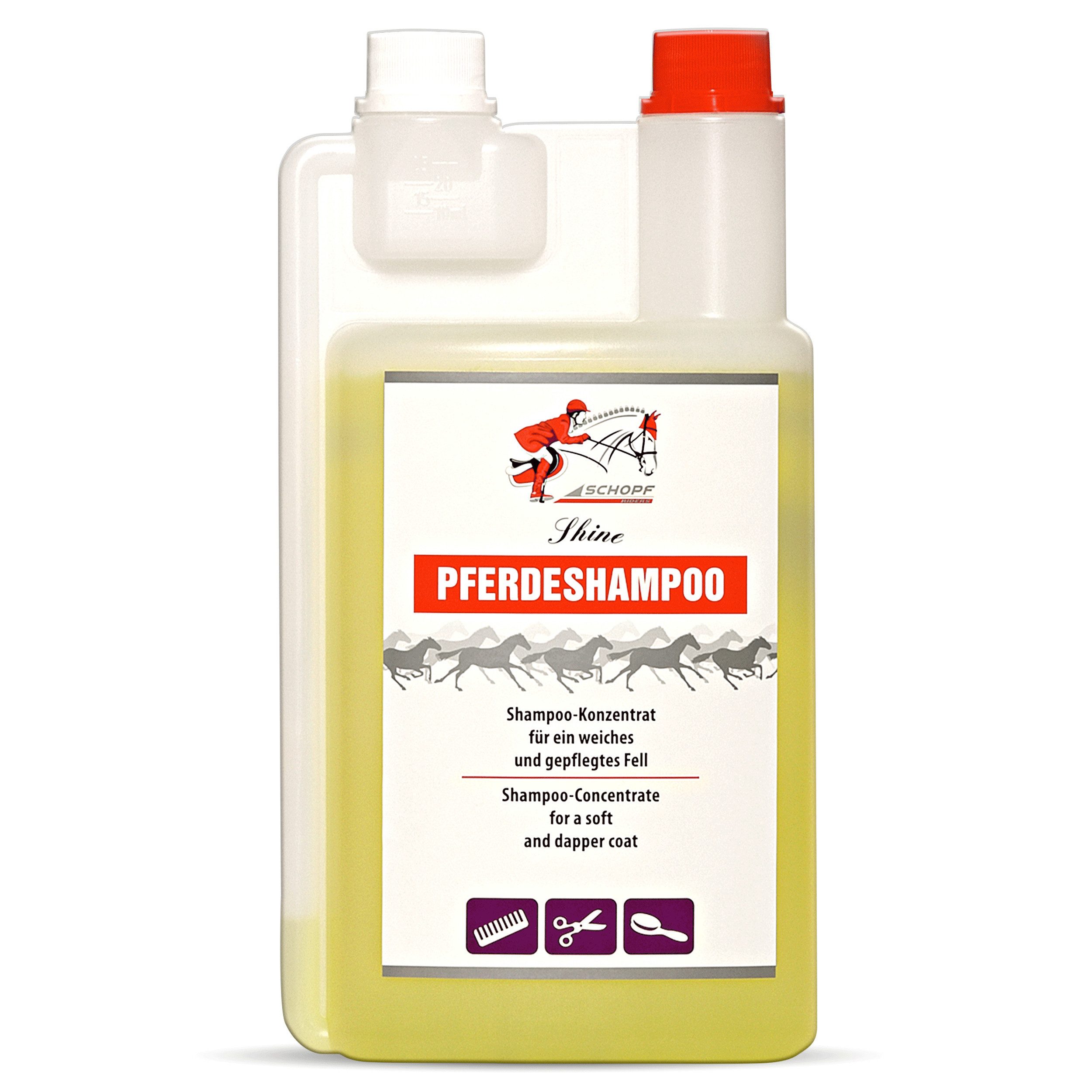 Schopf Riders Tiershampoo Sensitiv Shampoo für Pferde und Fohlen, 500 ml, (Besonders sanft zur Haut, 1-St., Ohne Farbstoffe & Sulfate – Mit Aloe Vera & Vitamin E), Milde Pflegeformel für empfindliche Tierhaut
