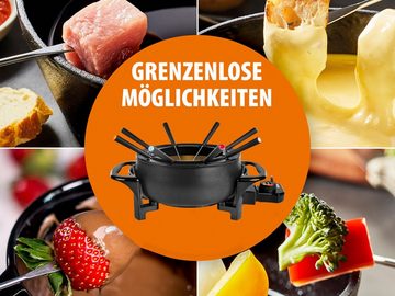 Tristar Elektro-Fondue, 8 Fonduegabeln, 1.5 l, 2-8 Personen Set Alu Fonduetopf auch für Käsefondue