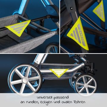 Zamboo Kinder-Buggy Universal - Gelb, 4er Pack Universal Kinderwagen Reflektoren für Buggy, Sportwagen