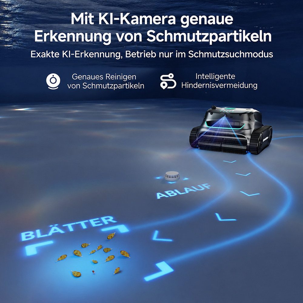 WYBOT Poolroboter S2 Vision Kabelloser Poolroboter mit KI-Lernen und Kamera-Navigation, Wandkletterfunktion & Wasserlinienreinigung, für Pools bis zu 300 m²