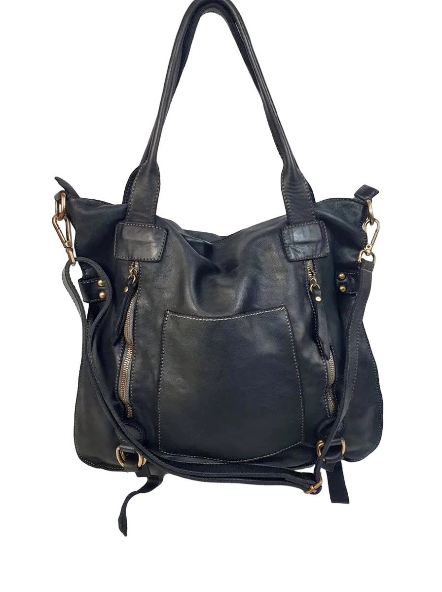 sanumi Schultertasche großer italienischer Ledershopper, Made in Italy, weiches Echtleder