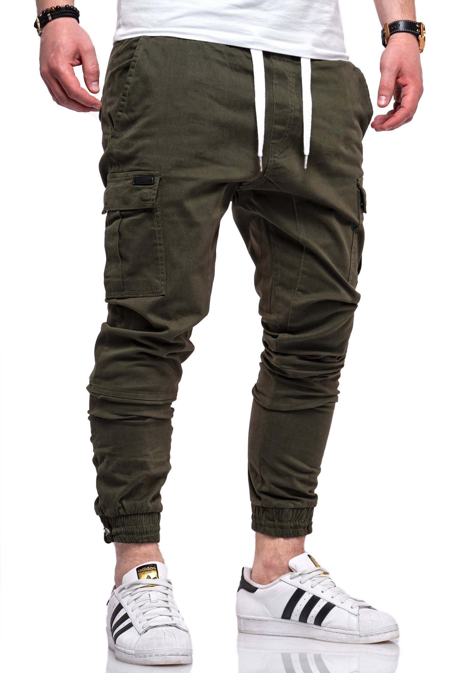 behype elastischem mit HAWK Bund khaki Cargohose