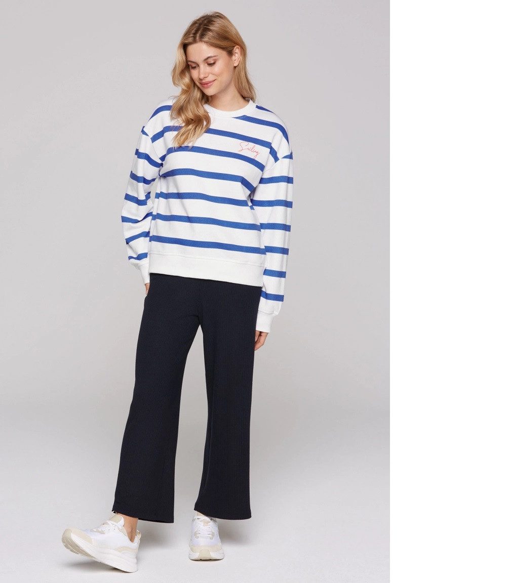 SOCCX Sweatshirt mit Streifen-Design opticwhite filigranen Sailing-Stickere günstig online kaufen