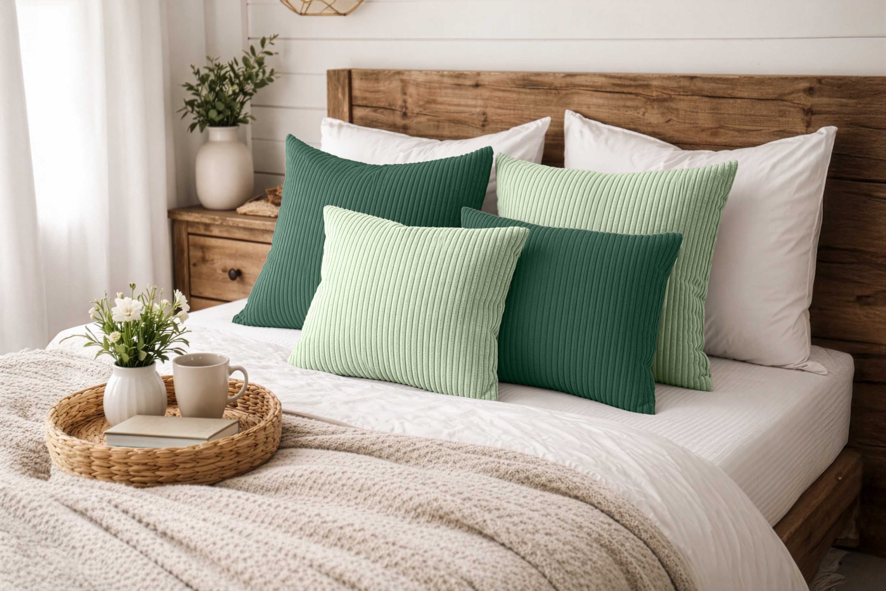 Amilian Dekokissen Sofakissen 4er Set mit Füllung - 2x 45x45 + 2x 35x45 cm, Hotelverschluss, waschbar, formstabil