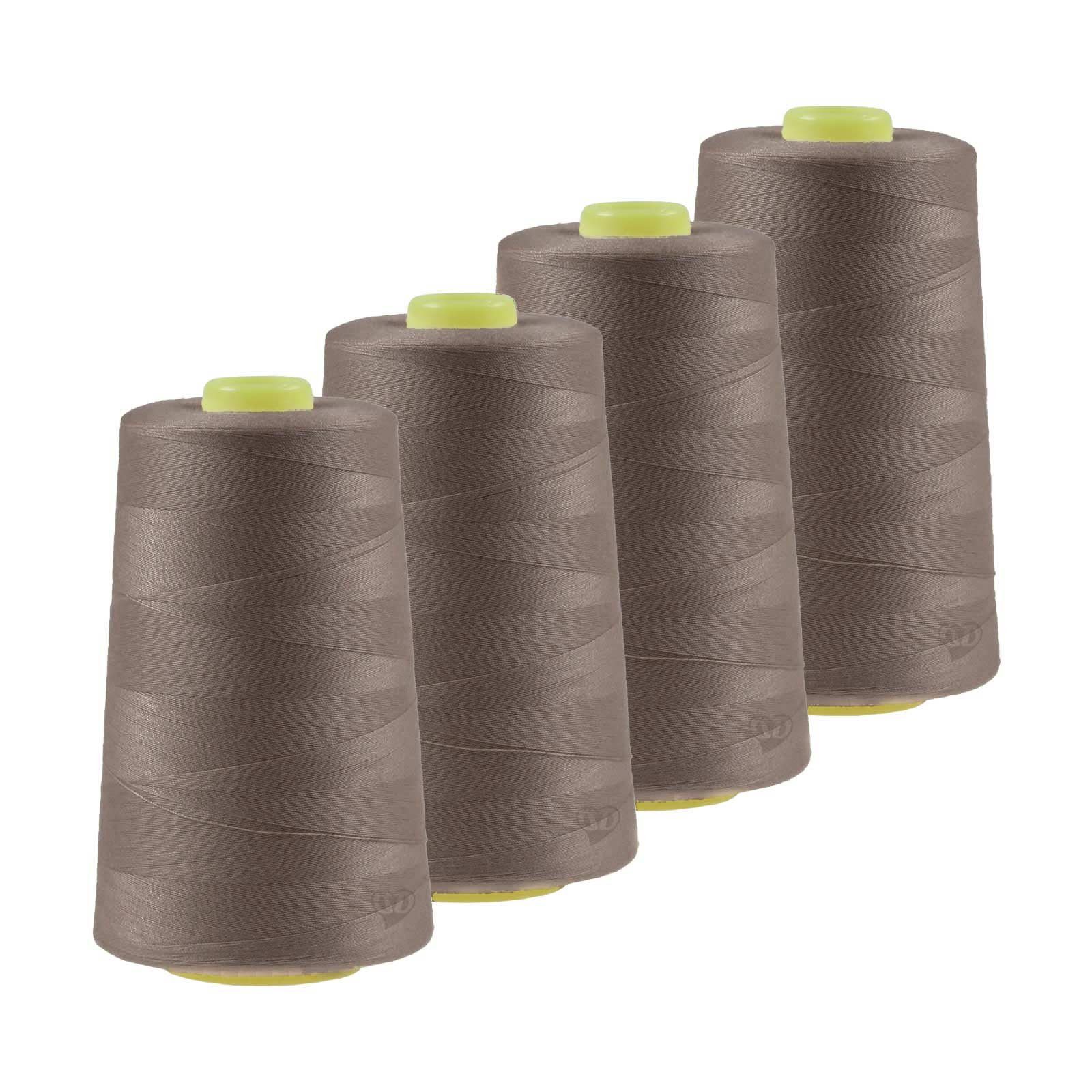 maDDma 4 x 4572m Qualitäts Overlockgarn Nähgarn Polyester Overlockgarn, 4 m, A700 graubeige