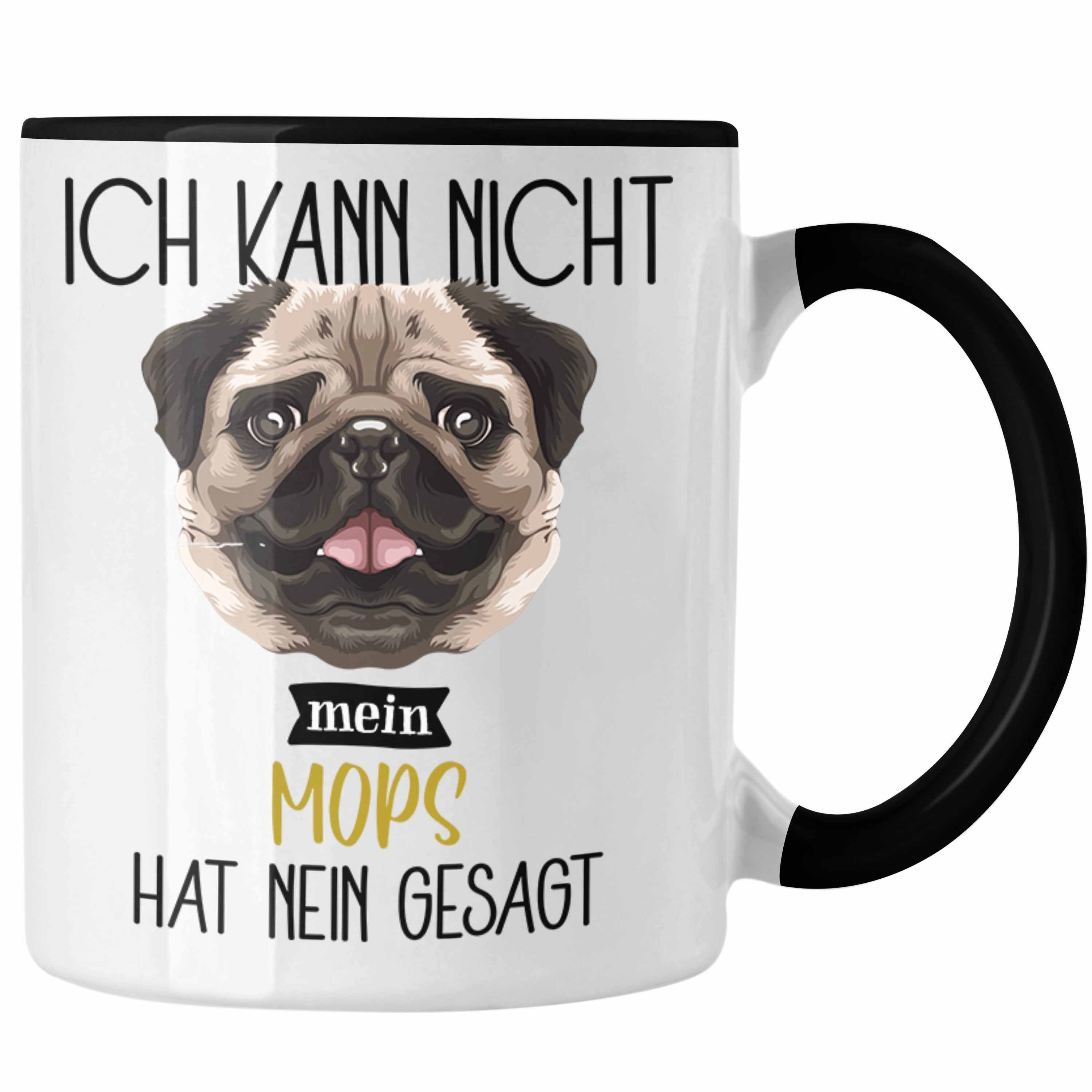 Trendation Tasse Mops Besitzer Tasse Geschenk Lustiger Spruch Geschenkidee Ich Kann Nic Schwarz