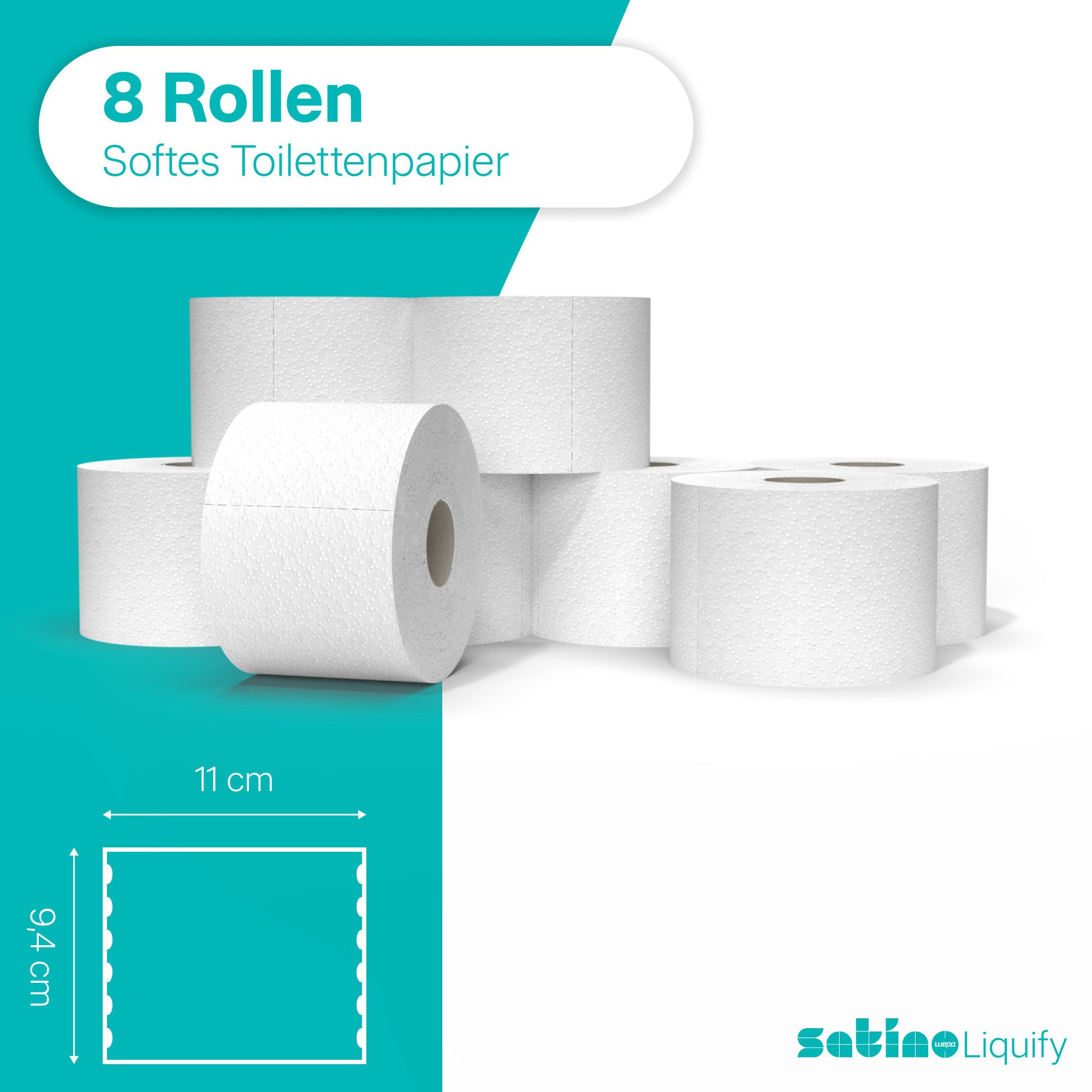 Satino Toilettenpapier liquify - schnell auflösend - perfekt für Camping, Outdoor, Reisen (8-St)