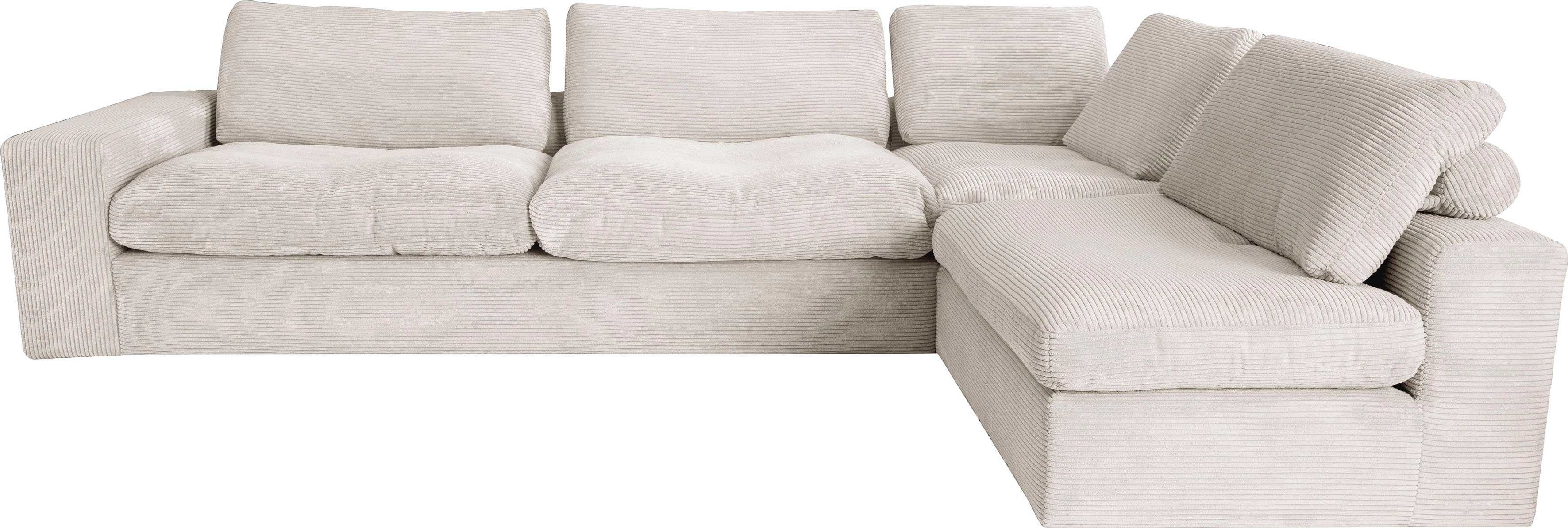 alina Ecksofa Sandy, mit losen Sitz und Rückenkissen, in modernem Cordstoff