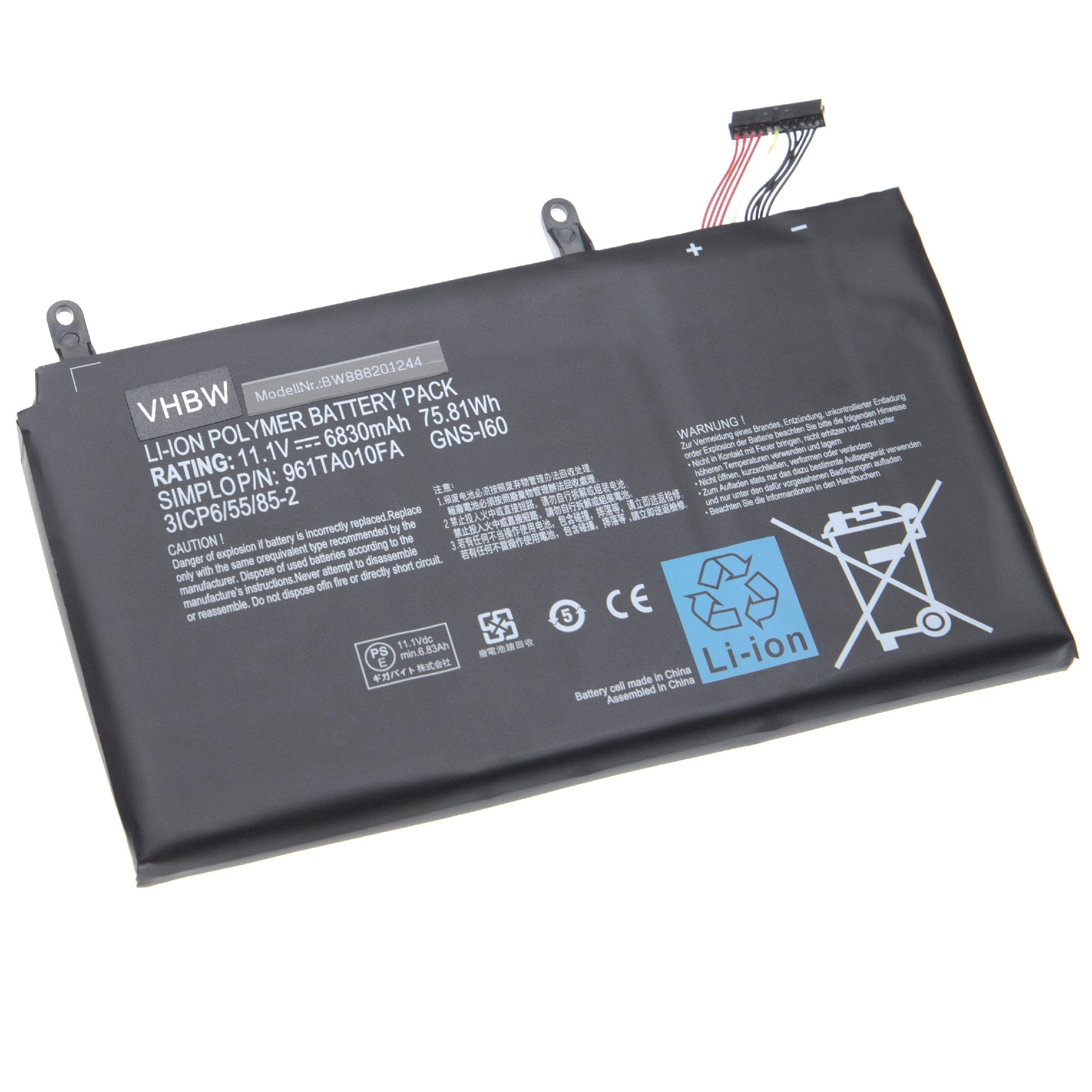 vhbw Ersatz für Gigabyte GNS-160, GNS-I60 für Laptop-Akku Li-Ion 6830 mAh (11,1 V)