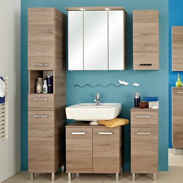 Lomadox Hochschrank OSTENDE-66 Badezimmer in Sanremo Eiche Terra quer Nb. - B/H/T: 30/195,5/33cm