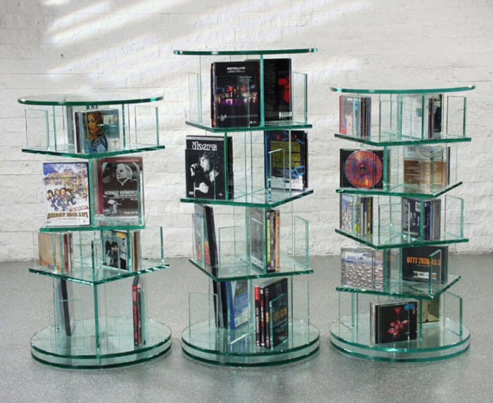 Design Objekte Media-Regal »CD-DVD-Archiv drehbar aus Glas mit  Rollenlager«, 5-Stöckig oder 7-Stöckig, 250 CD's bzw. 350 CD's