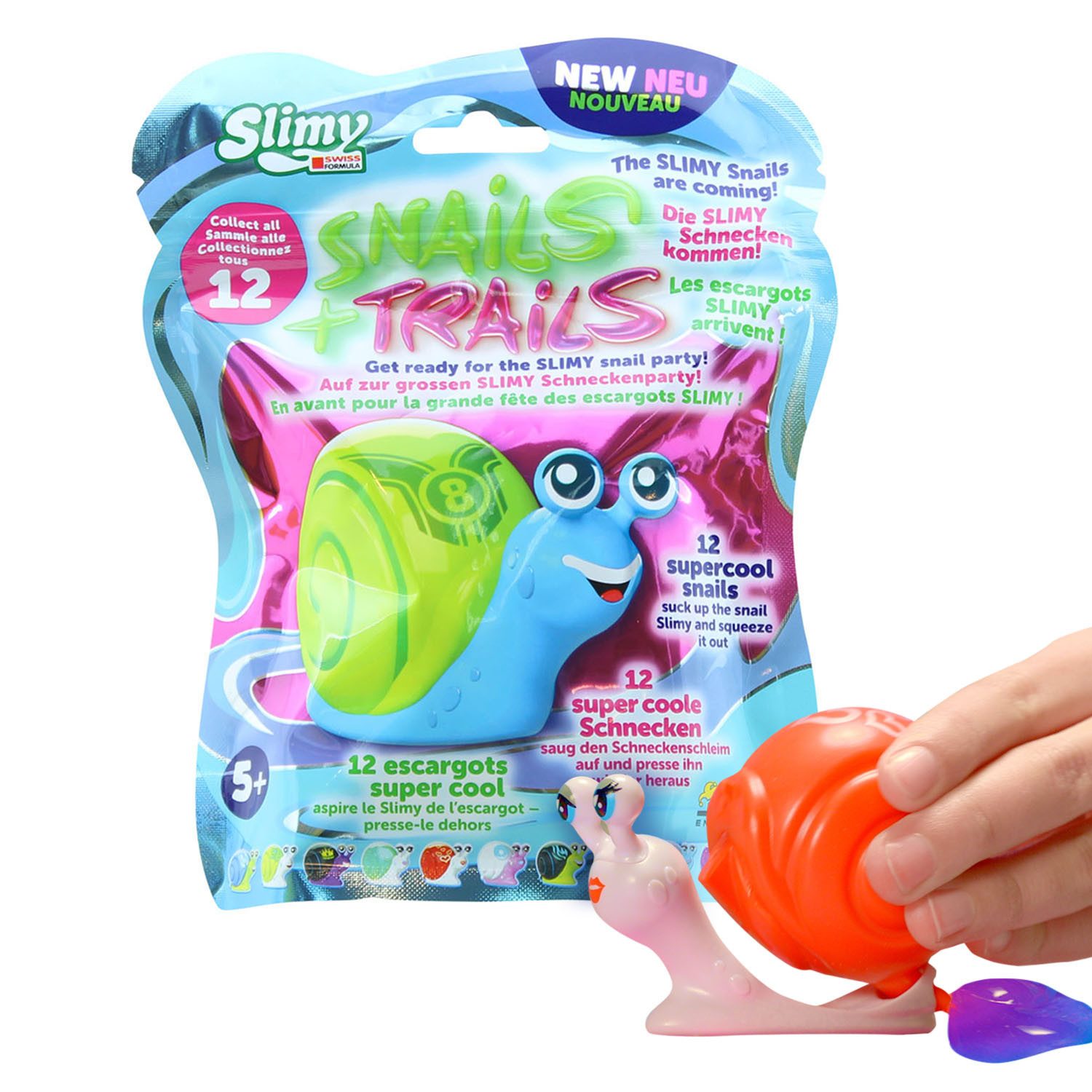 Slimy® Knete Snails + Trails (1-tlg), lustige Schnecken mit extra glitschigem Spielschleim