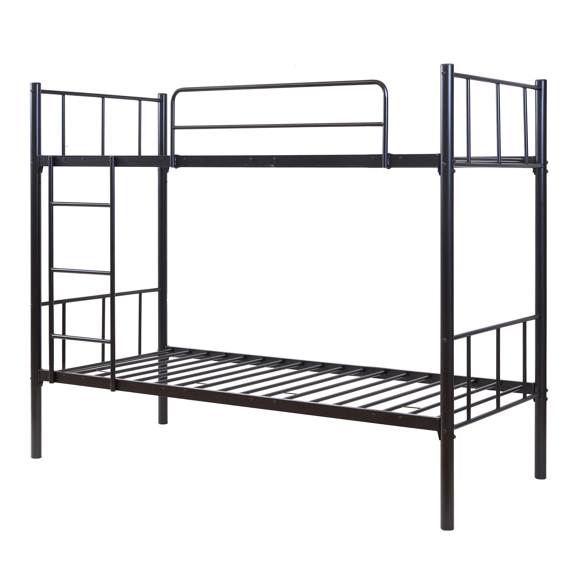en.casa Etagenbett, »Berimma« 90 x 200 cm mit Rausfallschutz und Leiter Metall Schwarz