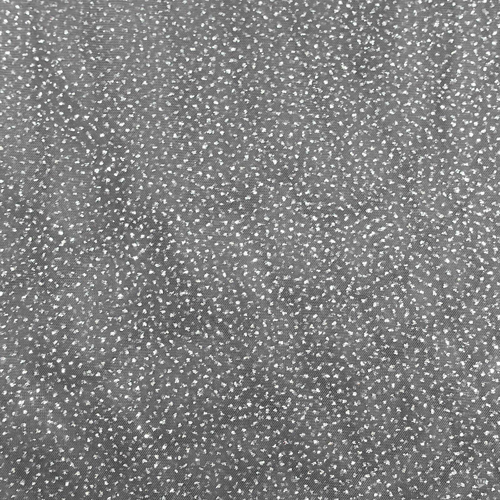 maDDma Stoff Tüll mit Glitzer Fasching Kostümstoff 1 x 1,5 m Meterware, 003 - hellgrau / silber