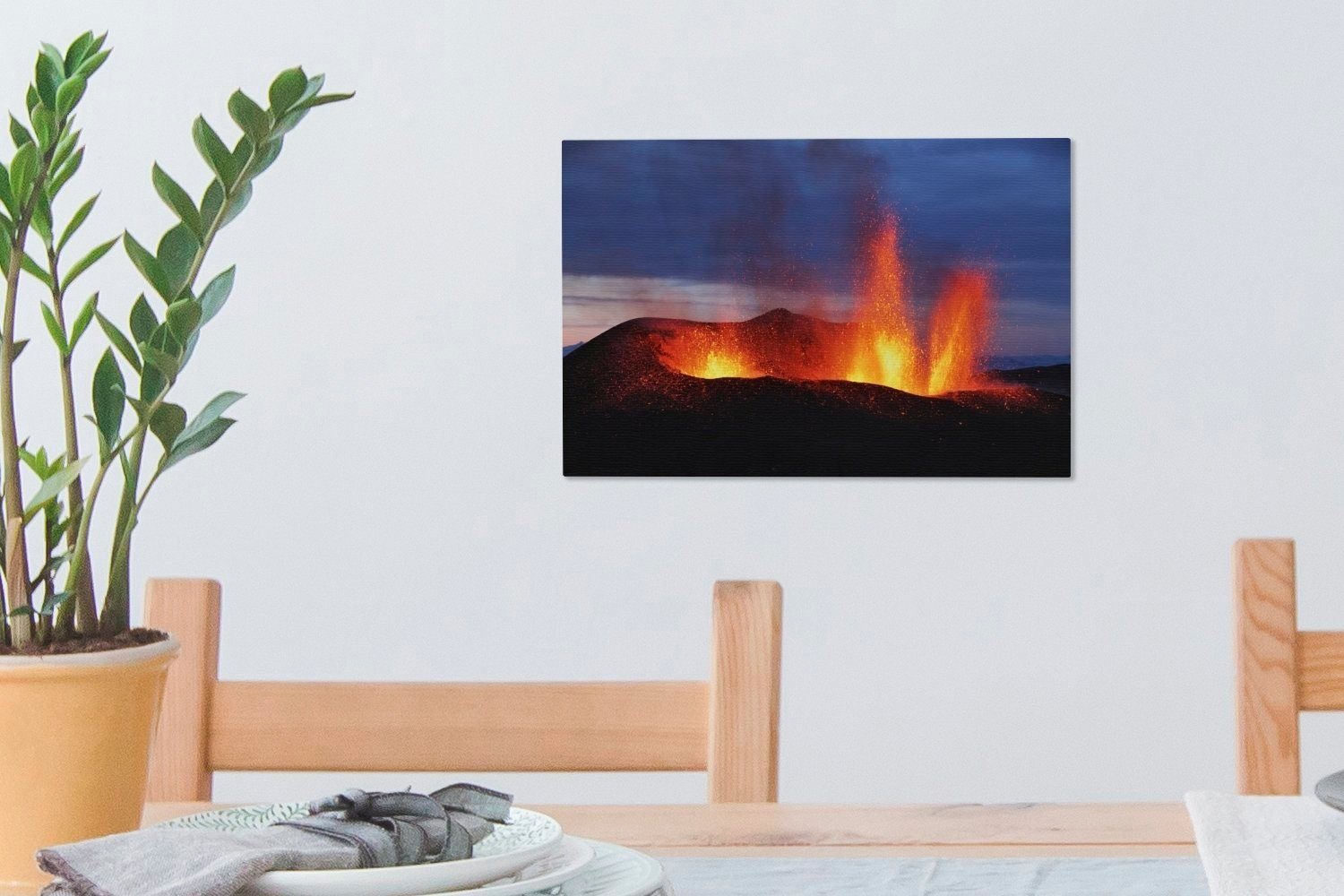 OneMillionCanvasses® Leinwandbild Ausbruch des Vulkans Island, 30x20 St), Wandbild Eyjafjallajokull (1 cm in Leinwandbilder, Wanddeko, Aufhängefertig