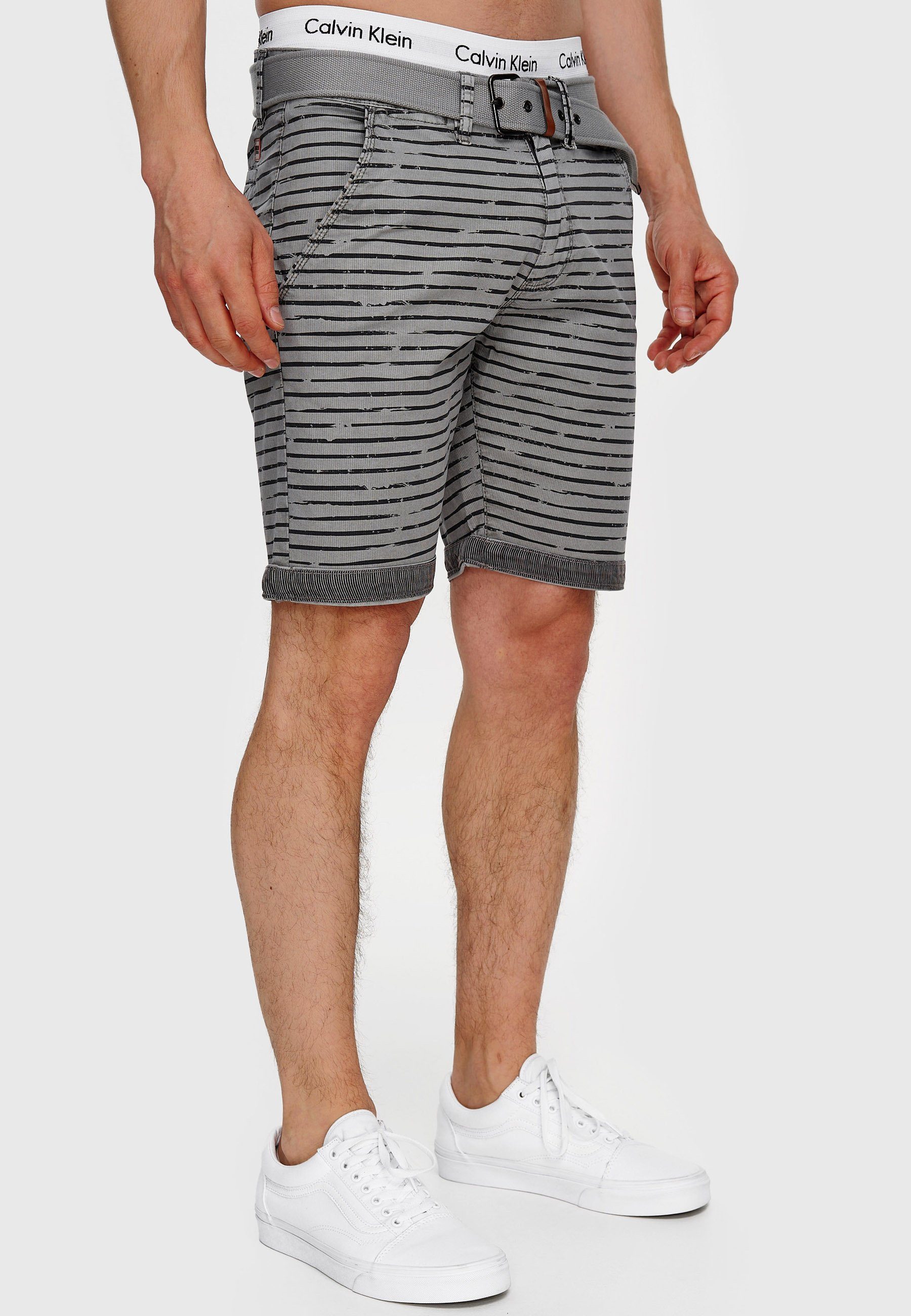 Indicode Chinoshorts Herren Arroyo Chino Shorts Herrenshorts mit auffälligem Streifenmuster