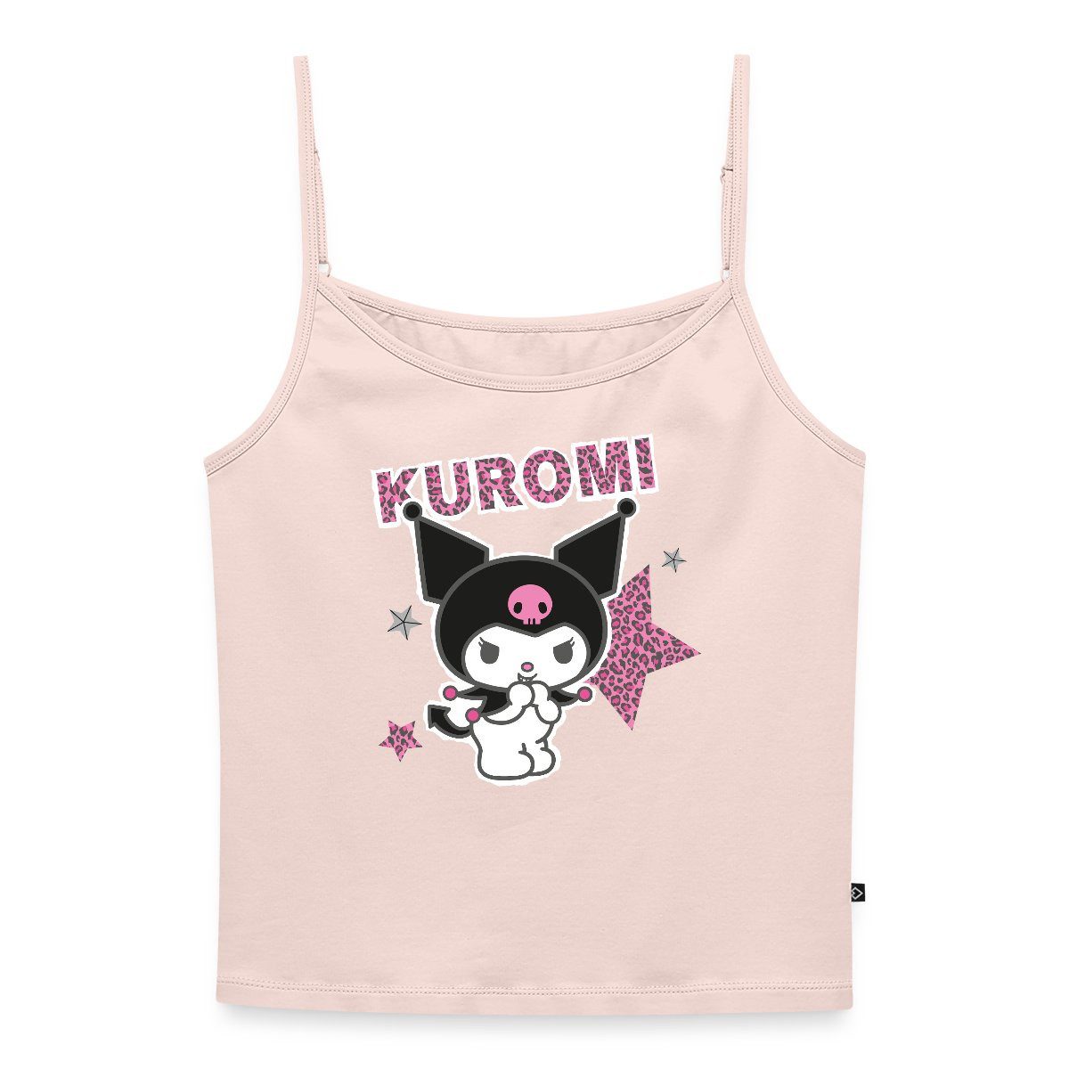 Spreadshirt Spaghettitop Kuromi Mit Schriftzug Leo Stil Frauen Premium Organic Top mit Spaghett (1-tlg)
