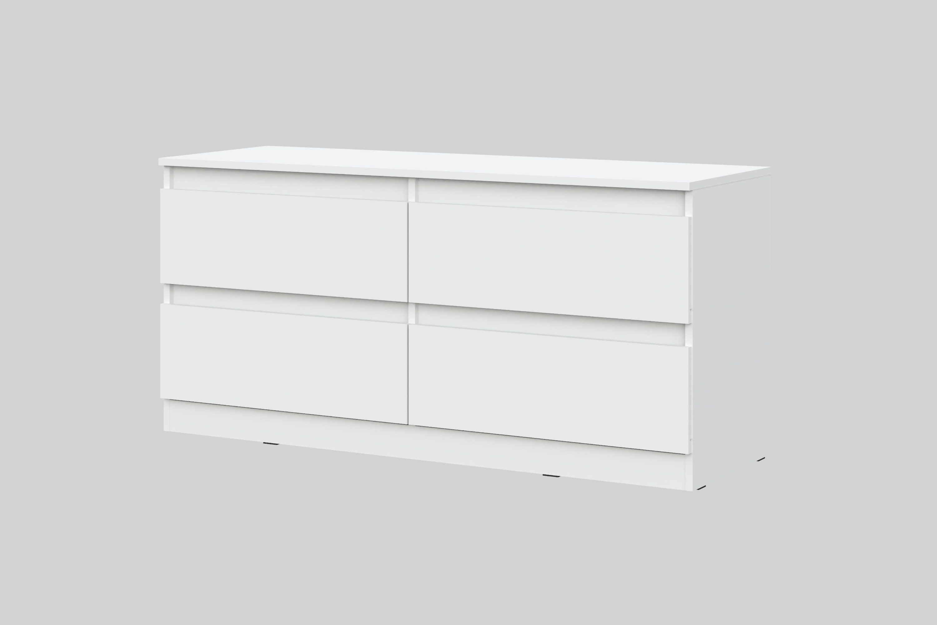 Raumhirsch Furniture Lowboard TV Schrank, TV-Möbel, Fernsehschrank, TV-Kommode (Maße: 127,4 x 60,8 x 44 cm (4 Schubladen, grifflose Fronten), Rollenauszüge, stabile Konstruktion, modernes Design, viel Stauraum