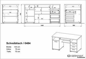 GERMANIA Computertisch »0484«, mit Tastaturauszug und abschließbarem Schubkasten