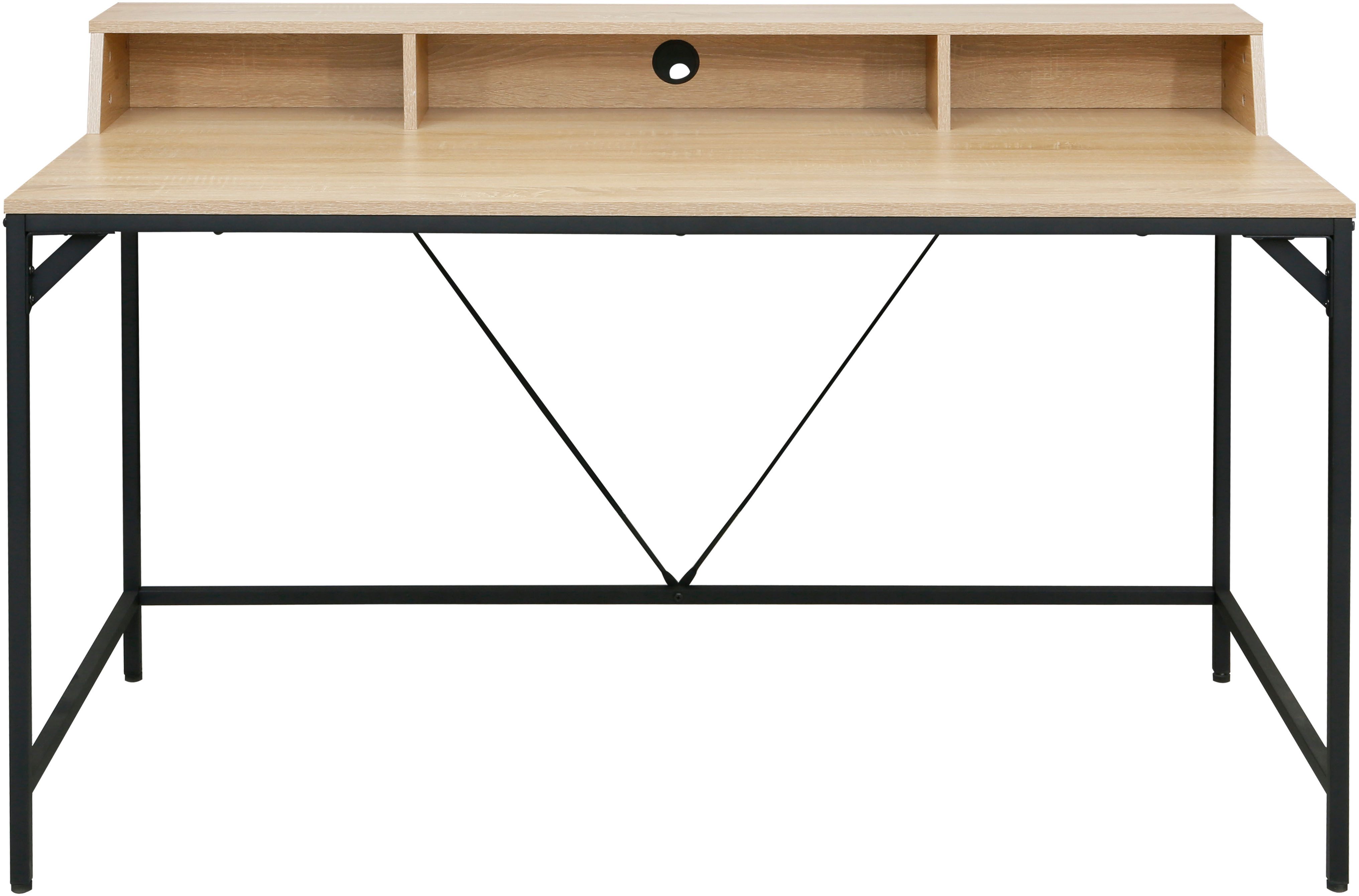 INOSIGN Schreibtisch Endre (Breite 140 cm), mit Monitoraufsatz, 3 Fächern & Kabeldurchlass, Metallgestell