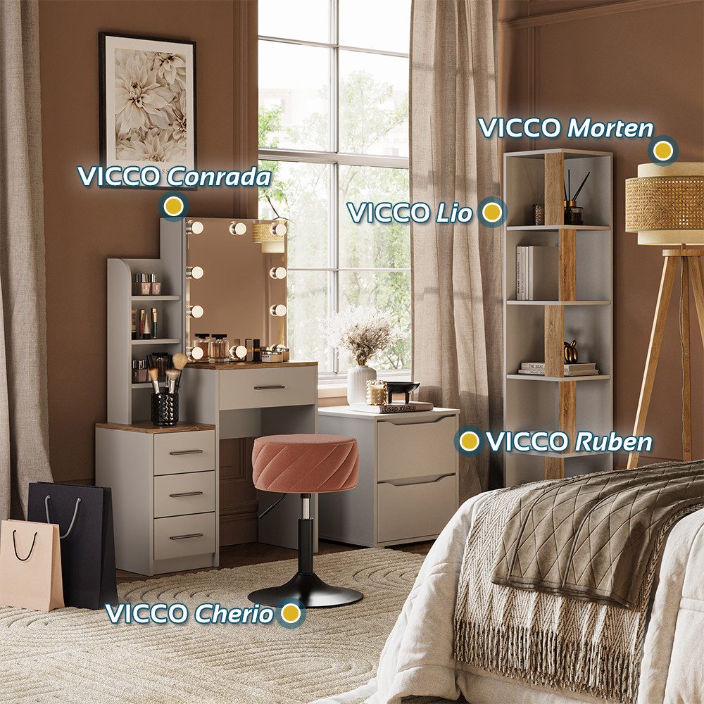 Vicco Schminktisch Conrada, Weiß/Sonoma, 80 cm günstig online kaufen