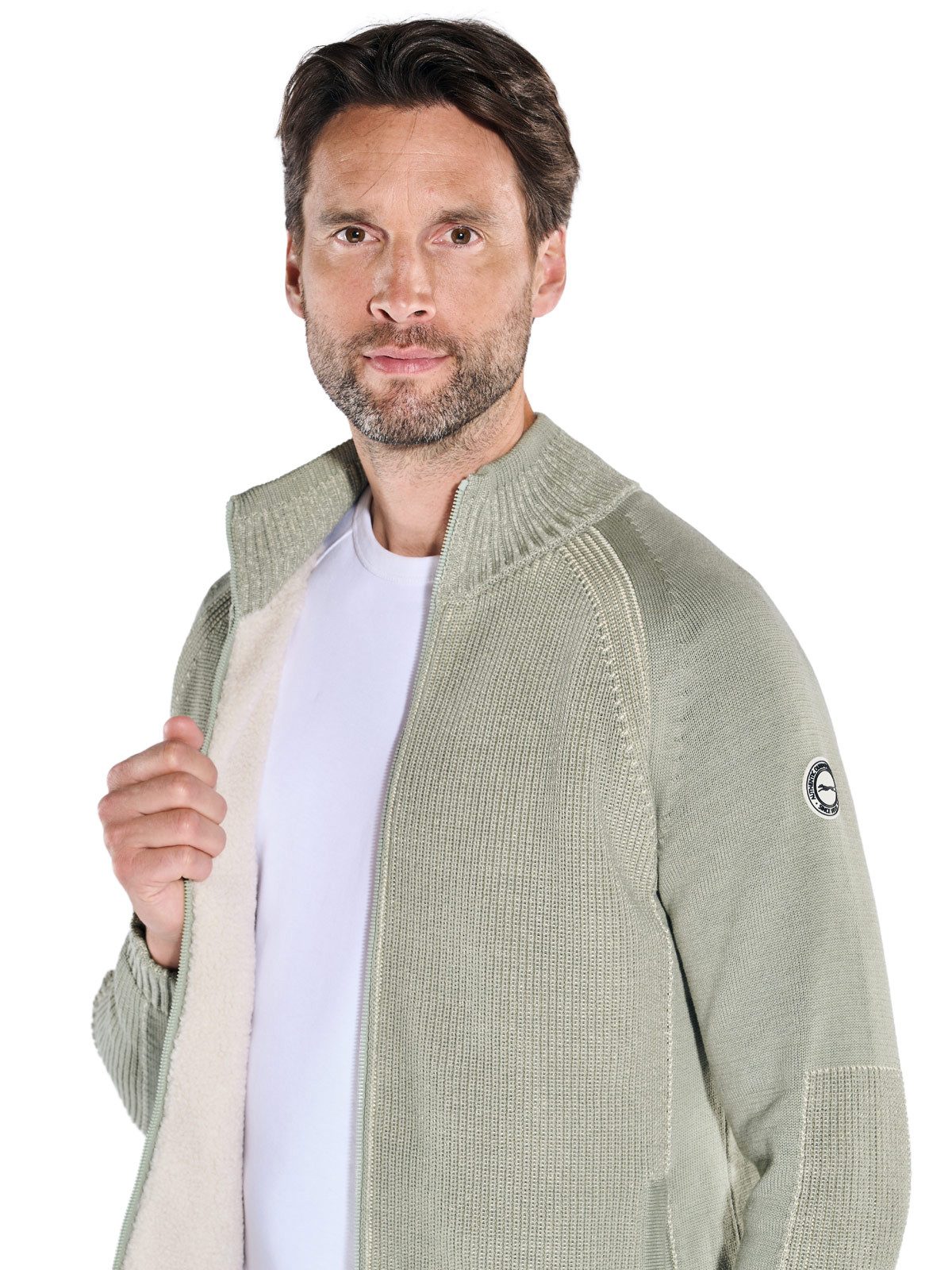 Engbers Strickjacke Herren Strickjacke mit Innenfutter, Hellgruen