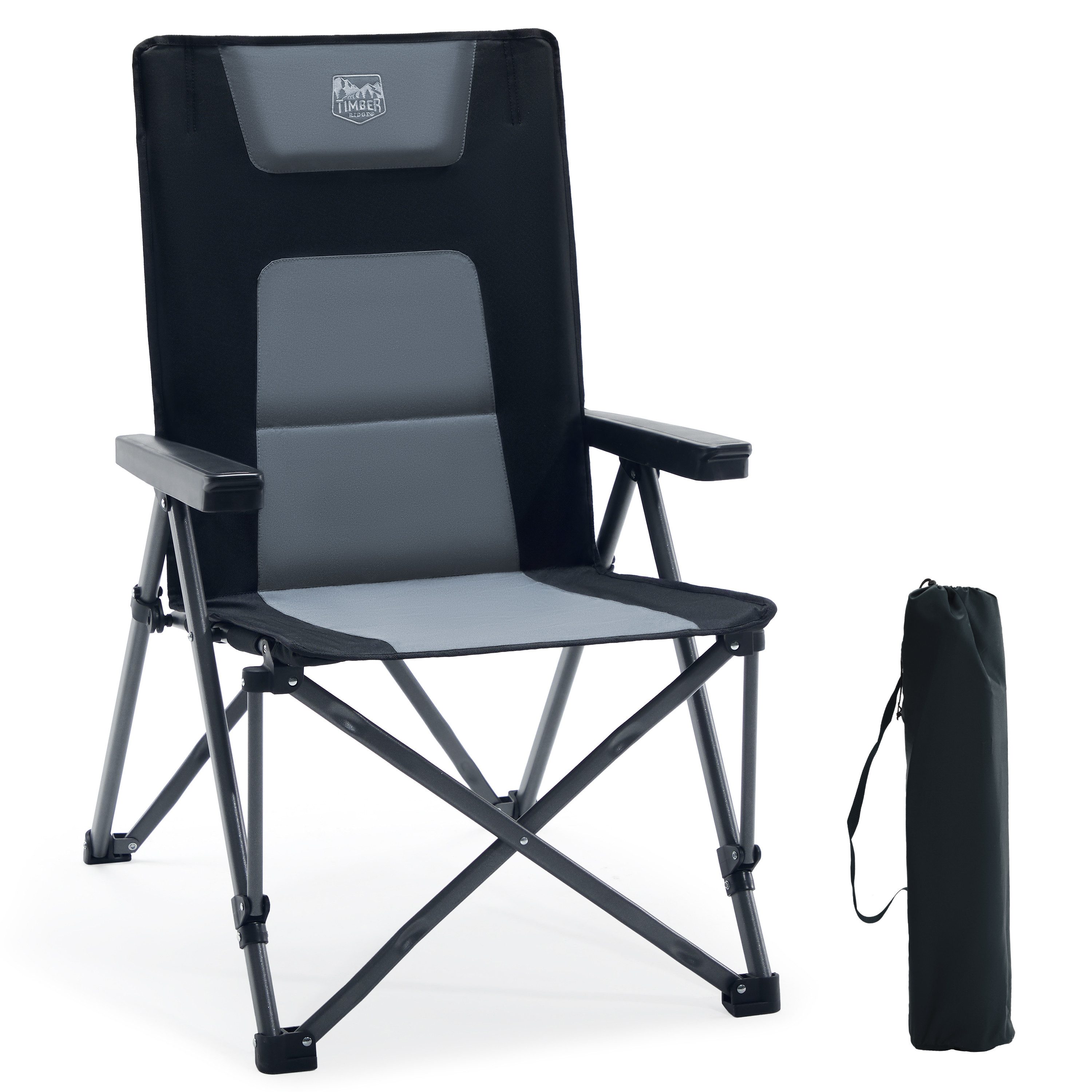 TIMBER RIDGE Campingstuhl Klappstuhl mit Gepolstert, 260 KG belastbar (1 St), mit Tragetasche, für Camping, Wandern & Picknick