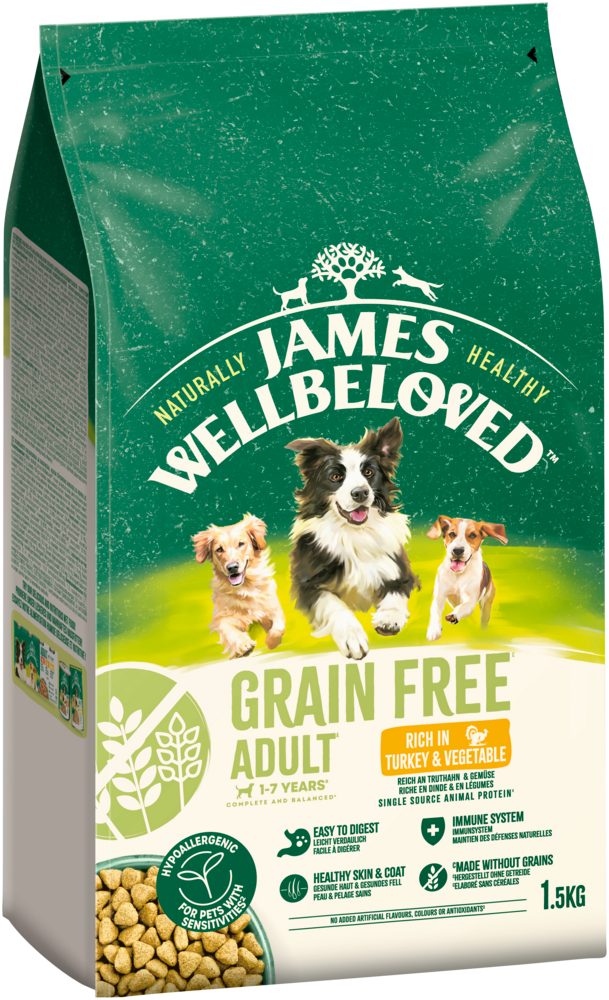 James Wellbeloved JAMES WELLBELOVED™ Hund Getreidefrei Truthahn & Gemüse 1,5kg, Trockenfutter für: Hunde