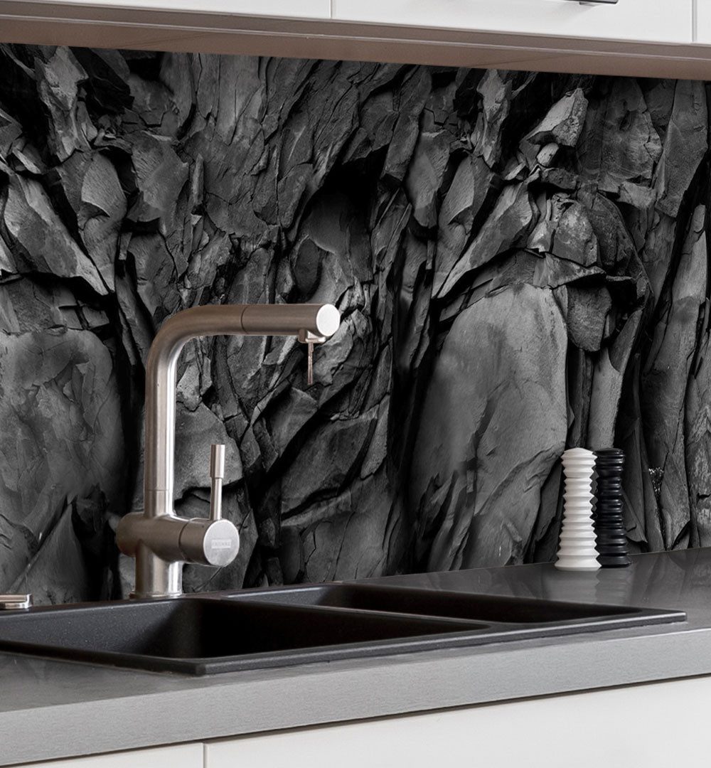 MyMaxxi Küchenrückwand Küchenrückwand selbstklebend schwarzer Stein Spritzschutz Folie, (Klebefolie Küchenrückwand aufgerollt B 60 cm x H 60 cm), Stein 05 B 60 cm x H 60 cm