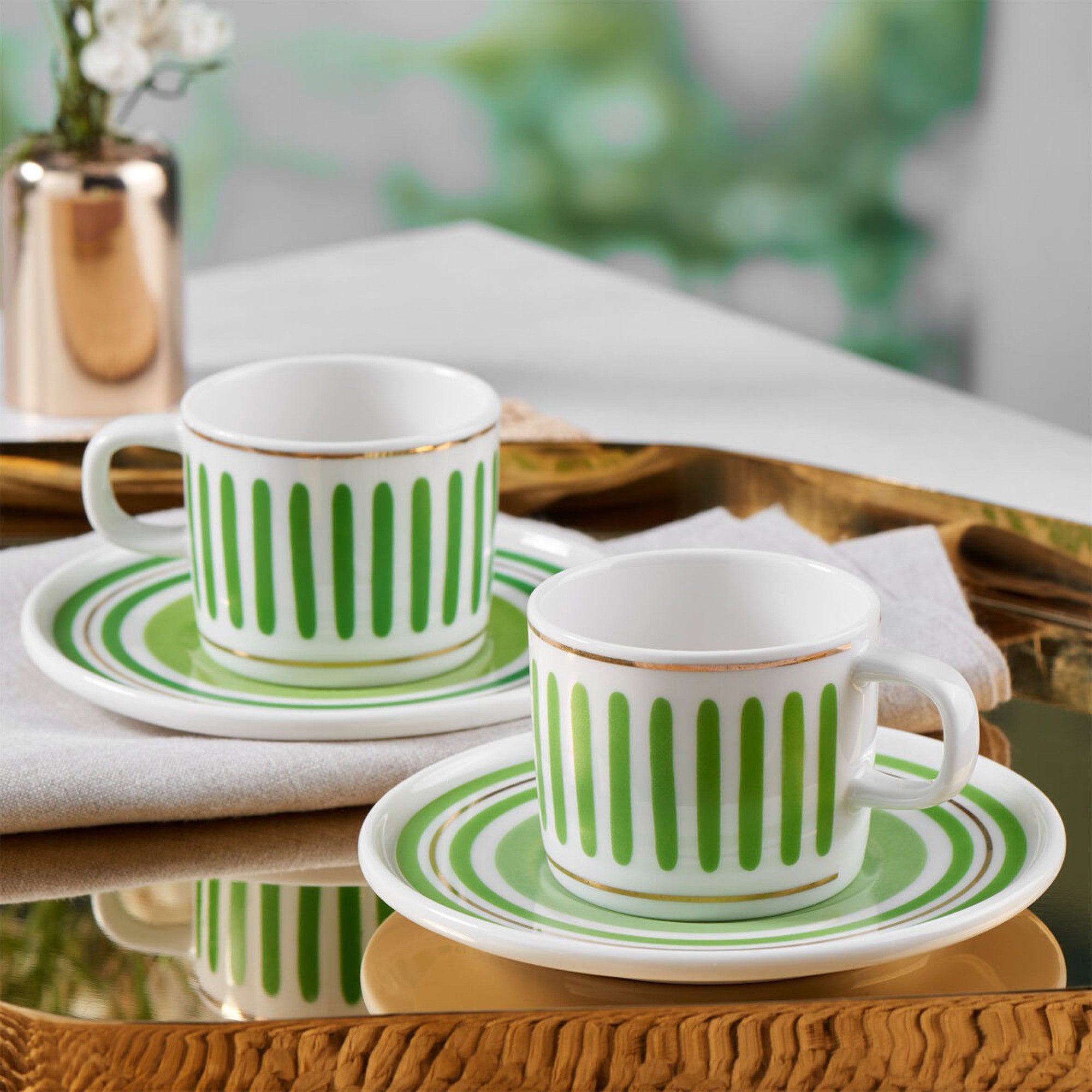 GÜRAL Porselen Kaffeeservice MENTAL (4-tlg), 2 Personen, Porzellan, Mittelgroß, cremefarben, robustes Bone Porzellan