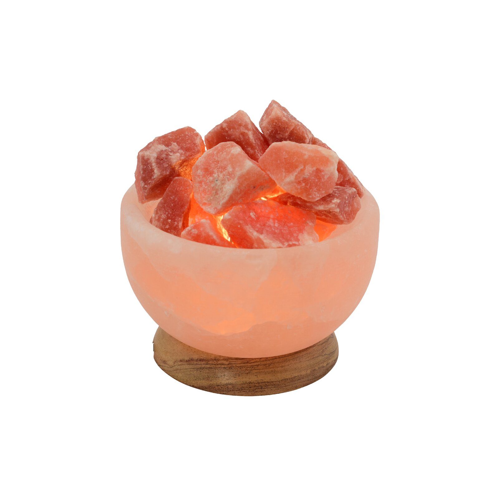 HAF Salzkristall-Tischlampe Salzlampe Salzkristallschale mit Salzkristallen inkl Fassung + Birne, Leuchtmittel wechselbar, Warmweiß/Rosa, Handgefertigt - jeder Stein ein Unikat