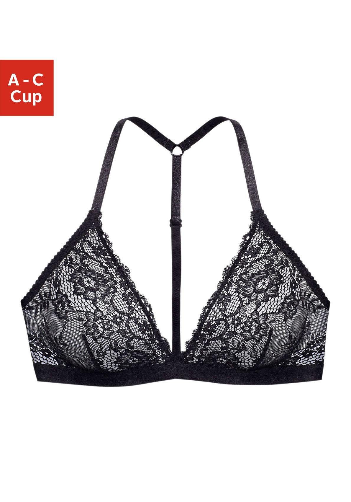 Bh Mit Durchsichtigen Trägern Und Verschluss LASCANA Bralette BH ohne Bügel aus transparenter Spitze mit T-back