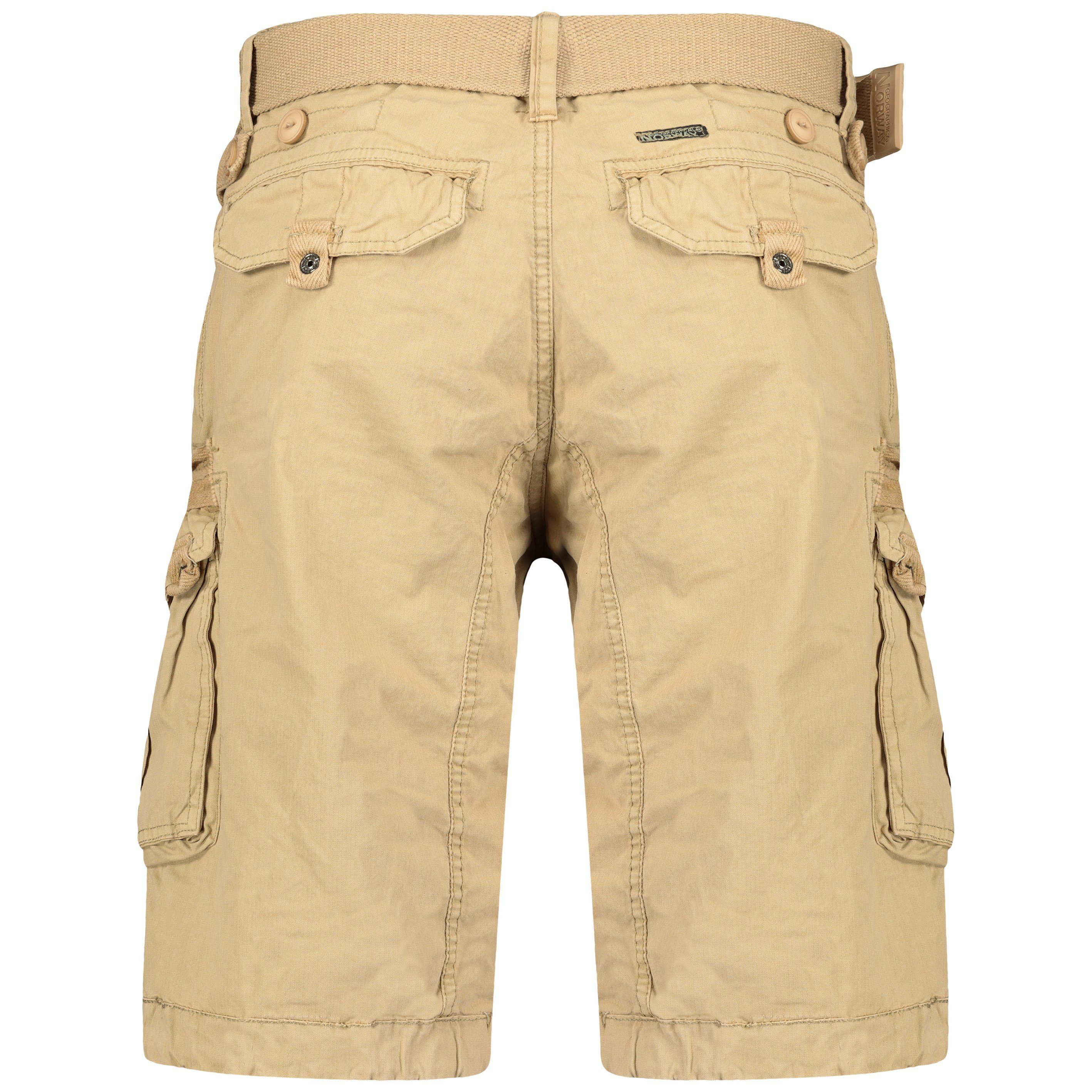 Geographical Norway Cargoshorts Herren – Kurze Hose aus Baumwolle, Regular Fit (Packung, 1-tlg) Bermuda Shorts mit Gürtel & Cargotaschen, Größe S–5XL