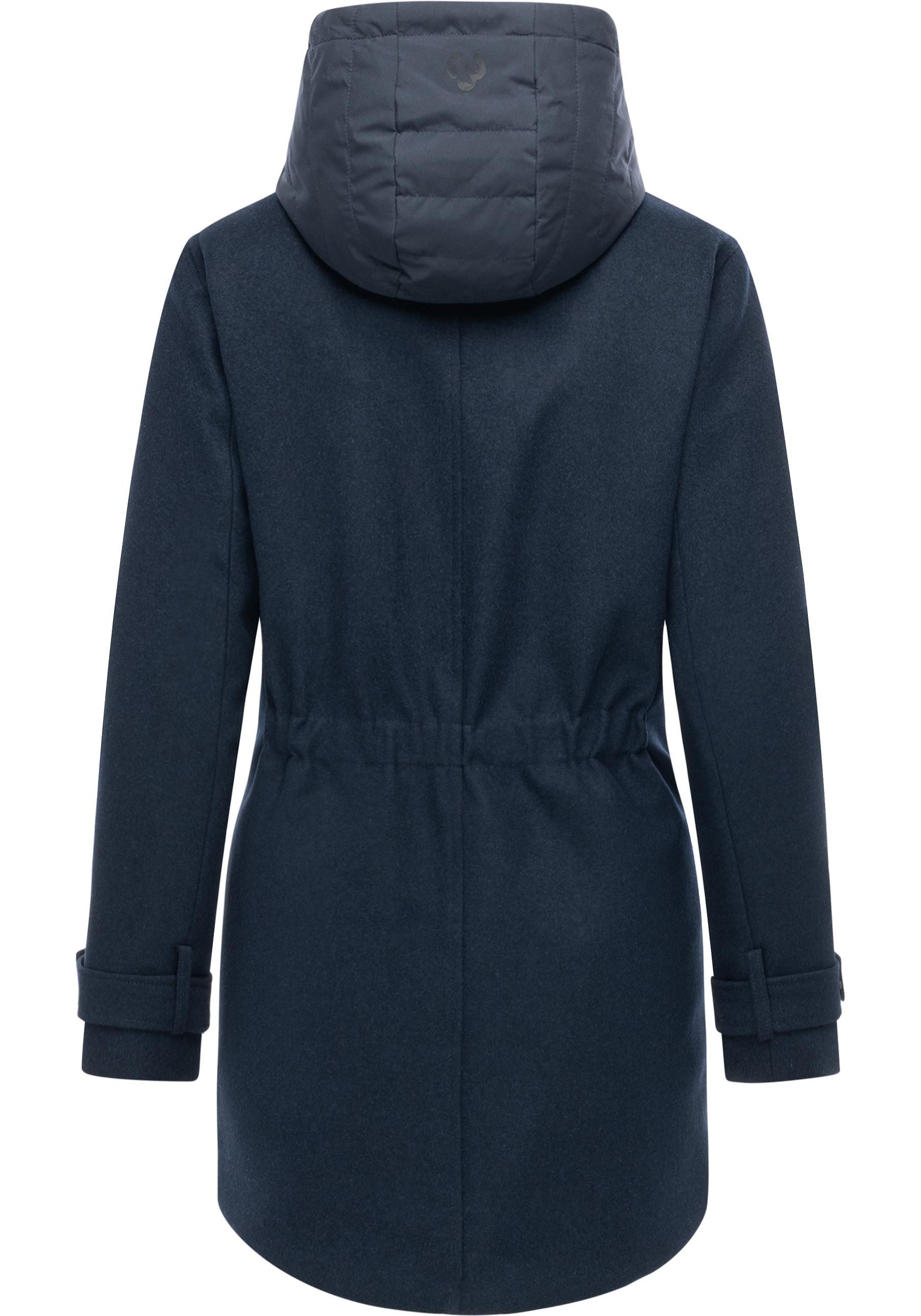 Ragwear Wintermantel Petuja Felt YOUMODO Klassischer Damen Kurzmantel mit Kapuze