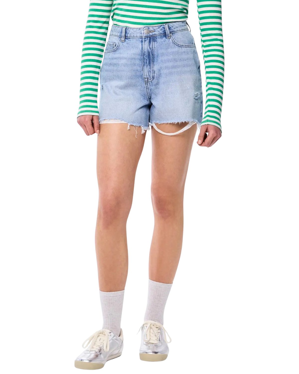 pieces Jeansshorts Lässige High-Waist-Shorts im zeitlosen Denim-Look