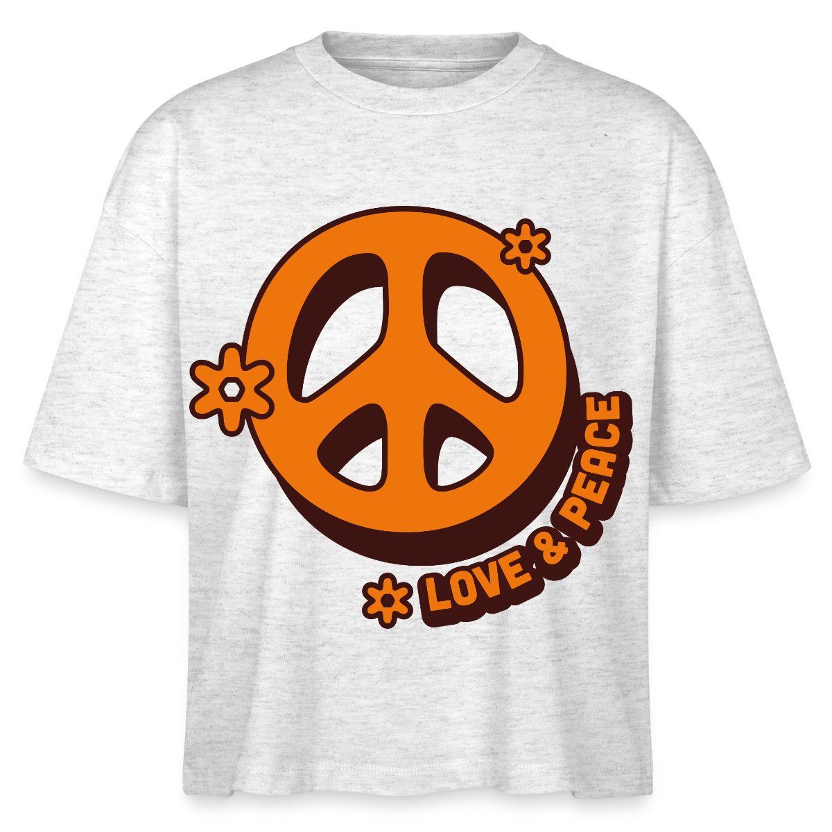 T-Shirt Love And Peace Retro Hippie Style Design Y2K Boxy Shirt Damen