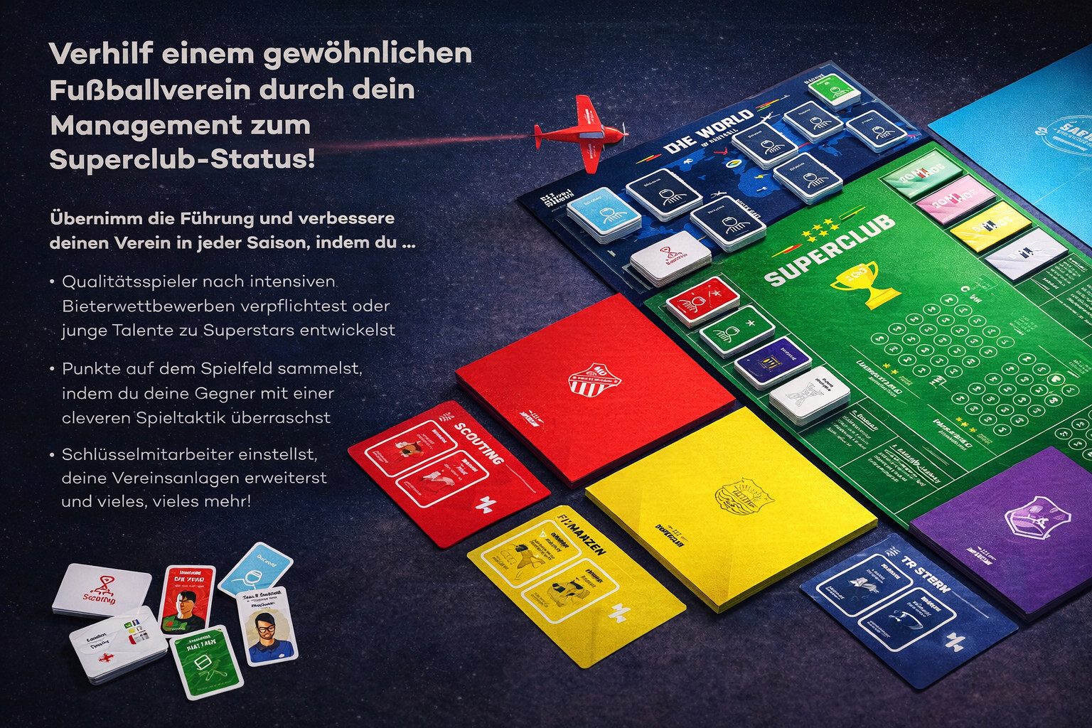 TSE Spiel Superclub Fußballmanager Brettspiel Clubaufbau Strategie Taktik DE