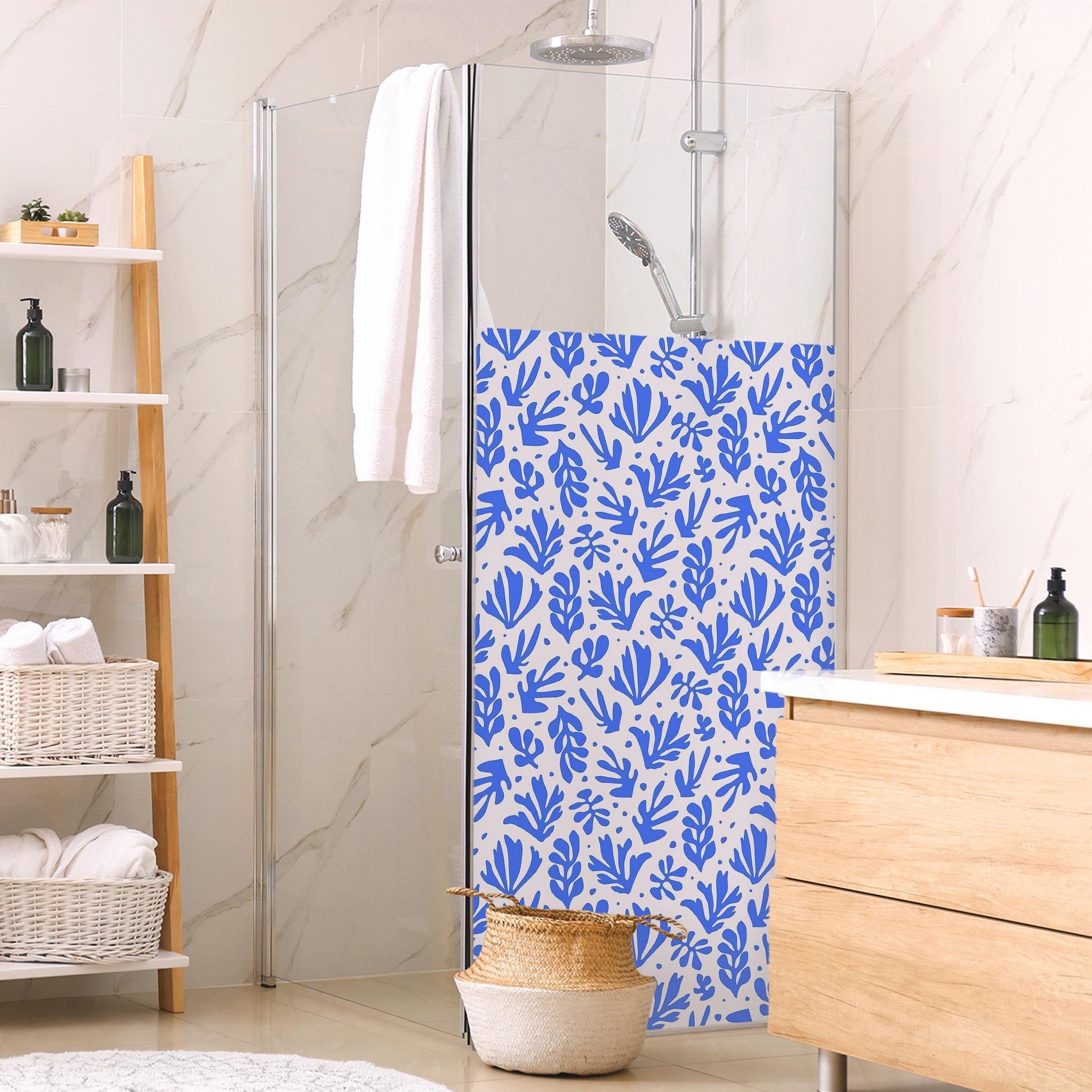 Bilderdepot24 Sichtschutzfolie Dusche blickdicht statisch haftend Blätter- und Pflanzenmotiv, Statisch haftend, blickdicht, wasserfest, wiederverwendbar, ablösbar