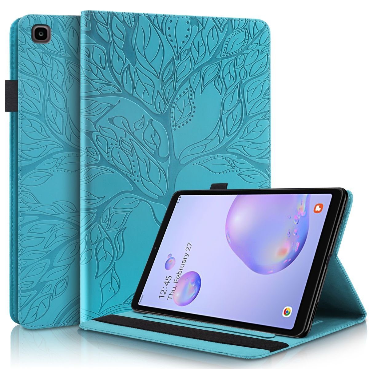 Wigento Tablet-Hülle Aufstellbare Kunst-Leder Tasche Baum Muster für Samsung Galaxy Tab A 8.0 2019 T290 T295 Etuis Hülle Cover Schutz Case Zubehör
