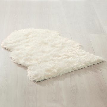 CelinaTex Dekokissen Furry Läufer Teppich Bettvorleger Langhaar 60x90cm weiß, flauschig,kuschelweich,weich,Wohnraumdekoration,Handwäsche,dekorativ