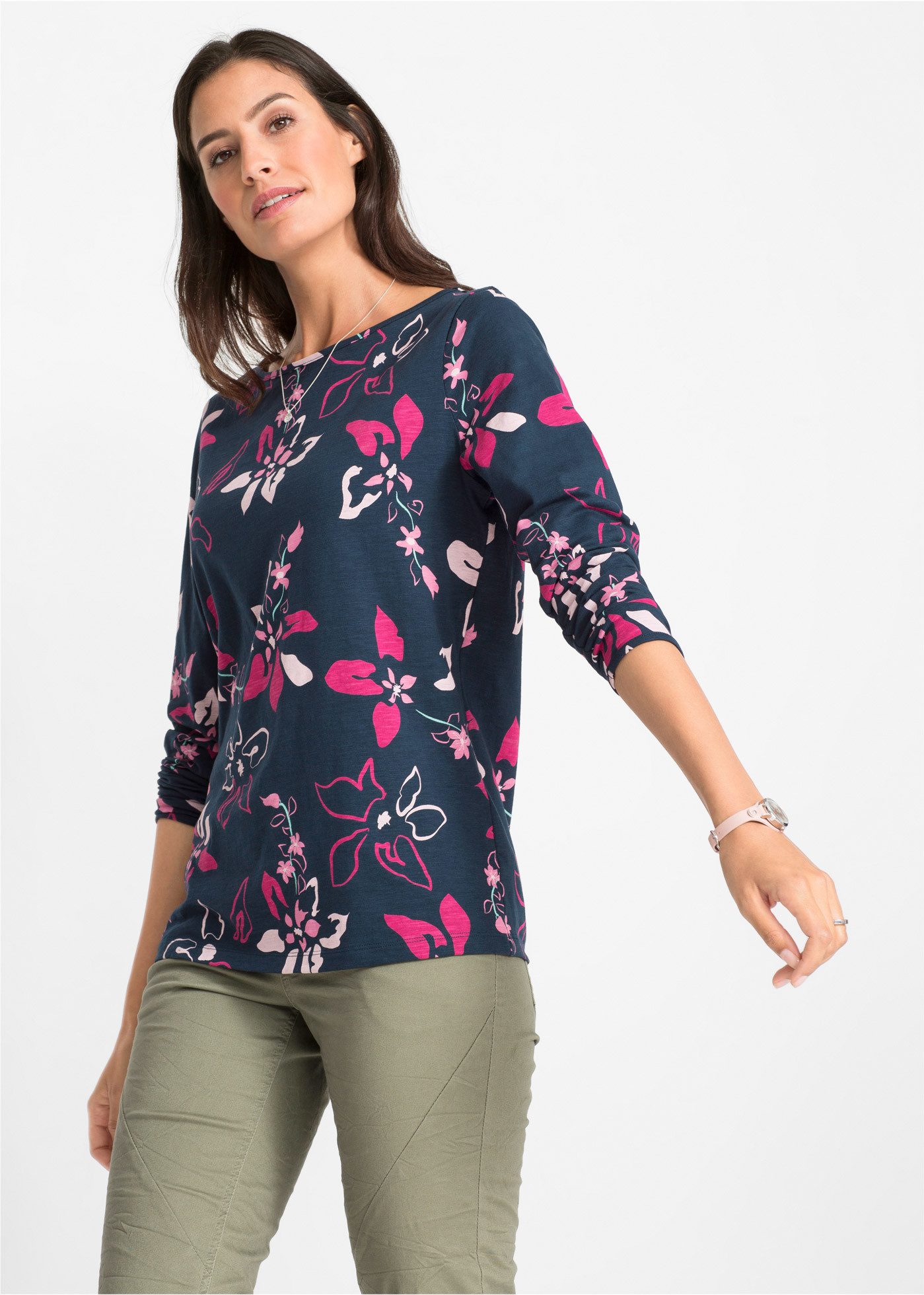 bonprix Langarmshirt figurumspielende Passform, Langarm-Design, für Frühlin günstig online kaufen