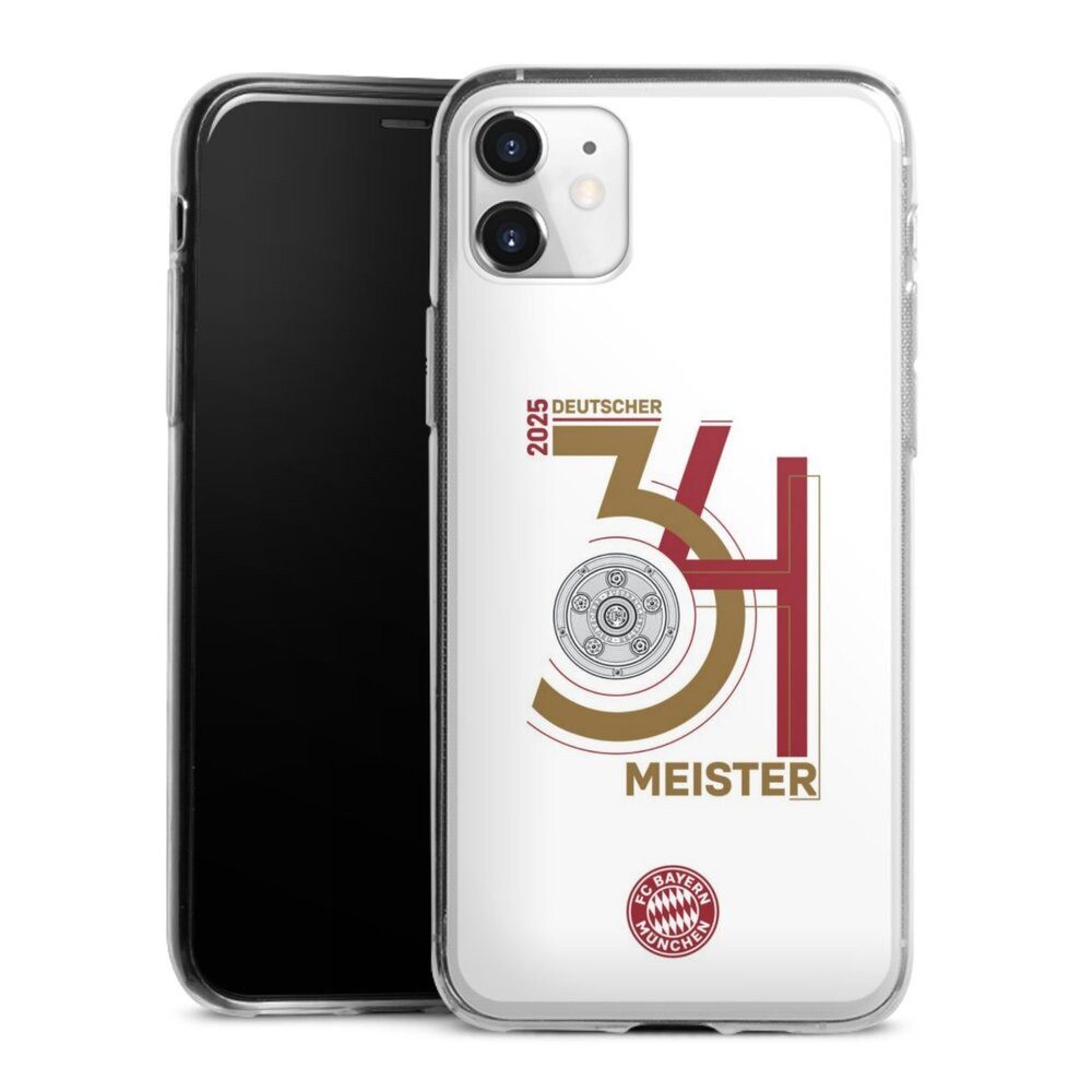 DeinDesign Handyhülle FC Bayern München Meister Offizielles Lizenzprodukt, Apple iPhone 11 Slim Case Silikon Hülle Ultra Dünn Schutzhülle