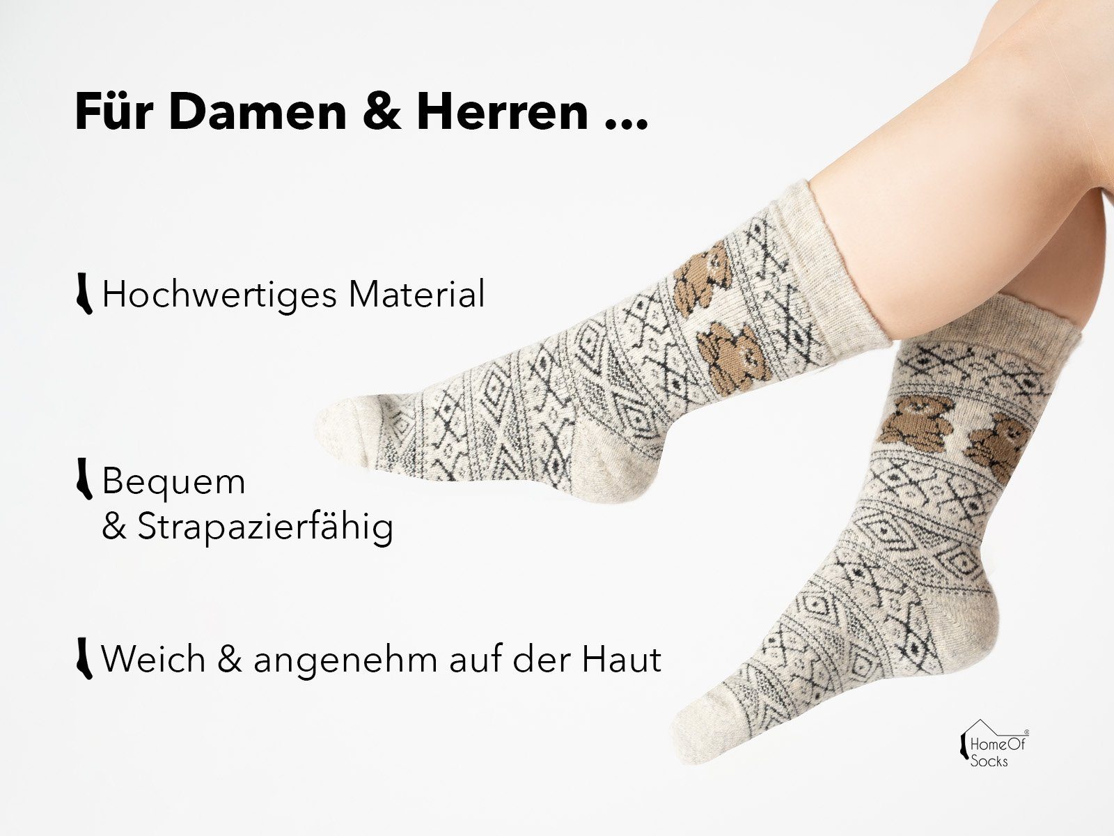 Design skandinavischem HomeOfSocks mit auf Socke Motiv HomeOfSocks Norweger Teddy Norweger "Teddy" Socken Socke