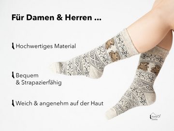 HomeOfSocks Socken HomeOfSocks Norweger Socke "Teddy" Teddy Motiv auf Norweger Socke mit skandinavischem Design