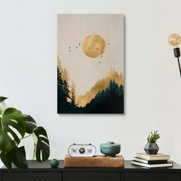 Posterlounge Holzbild Mia Nissen, Mond in Gold, Illustration