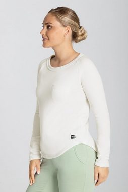 SUPER.NATURAL Sweatshirt Merino Sweatshirt W KNIT CREW mit kontrastfarbenen Details, feinster Merino-Materialmix