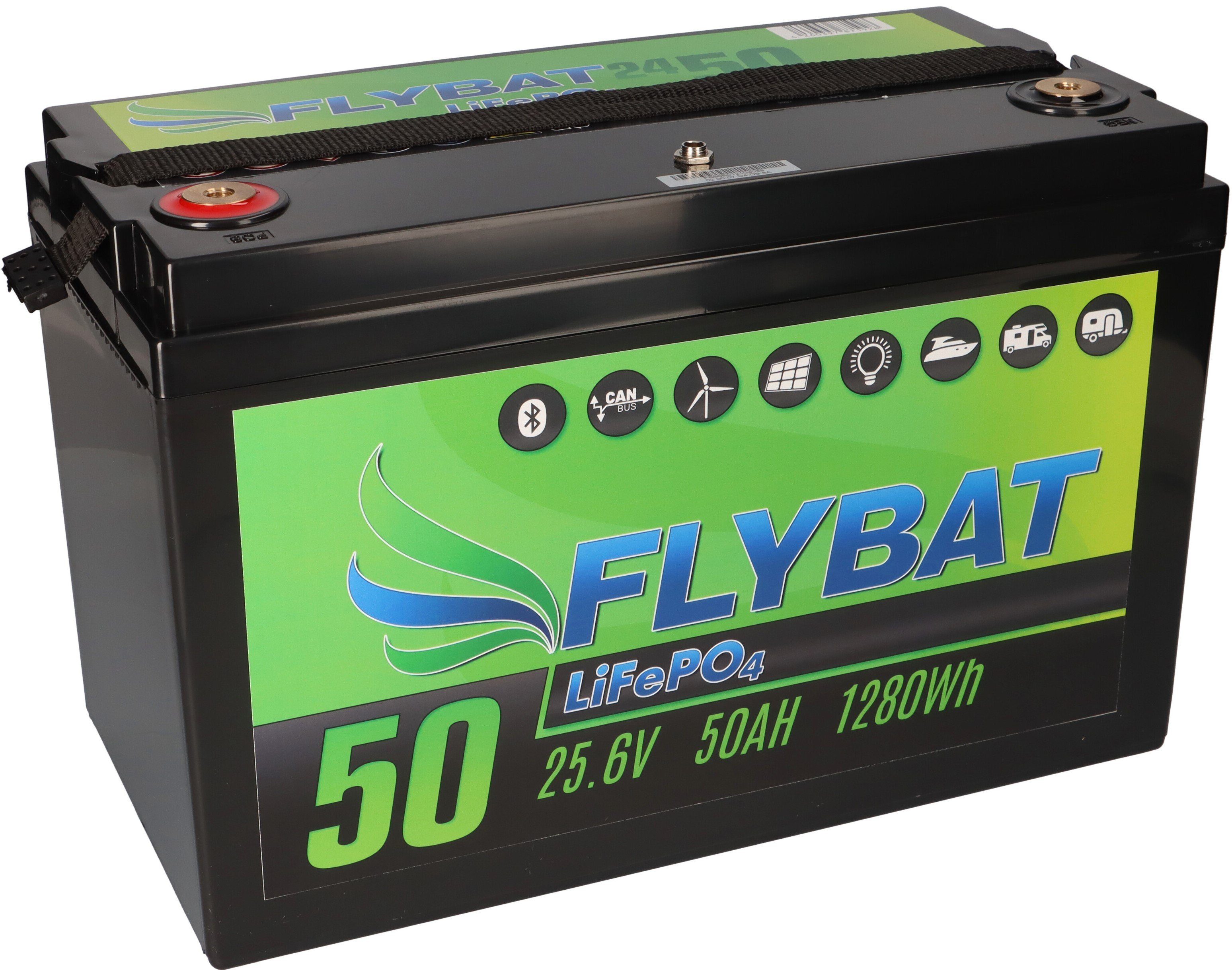 FLYBAT LiFePO4 Akku 24V (25,6V) 50Ah inkl. Bluetooth und CanBus Elektromobil-Akku